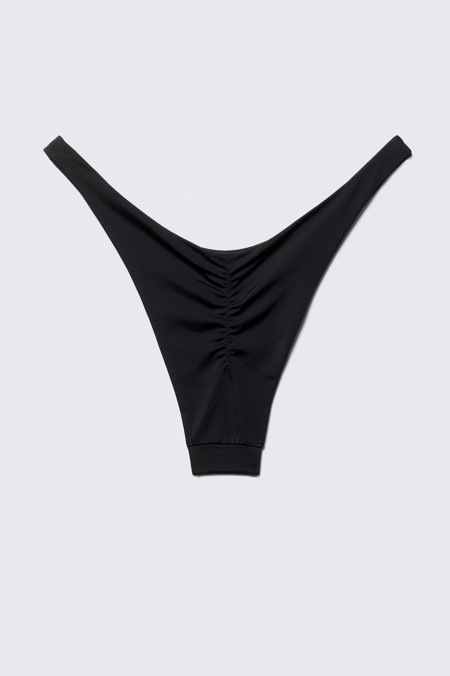 Bas de bikini brésilien froncé taille mi-haute - Noir/Vert foncé - 4