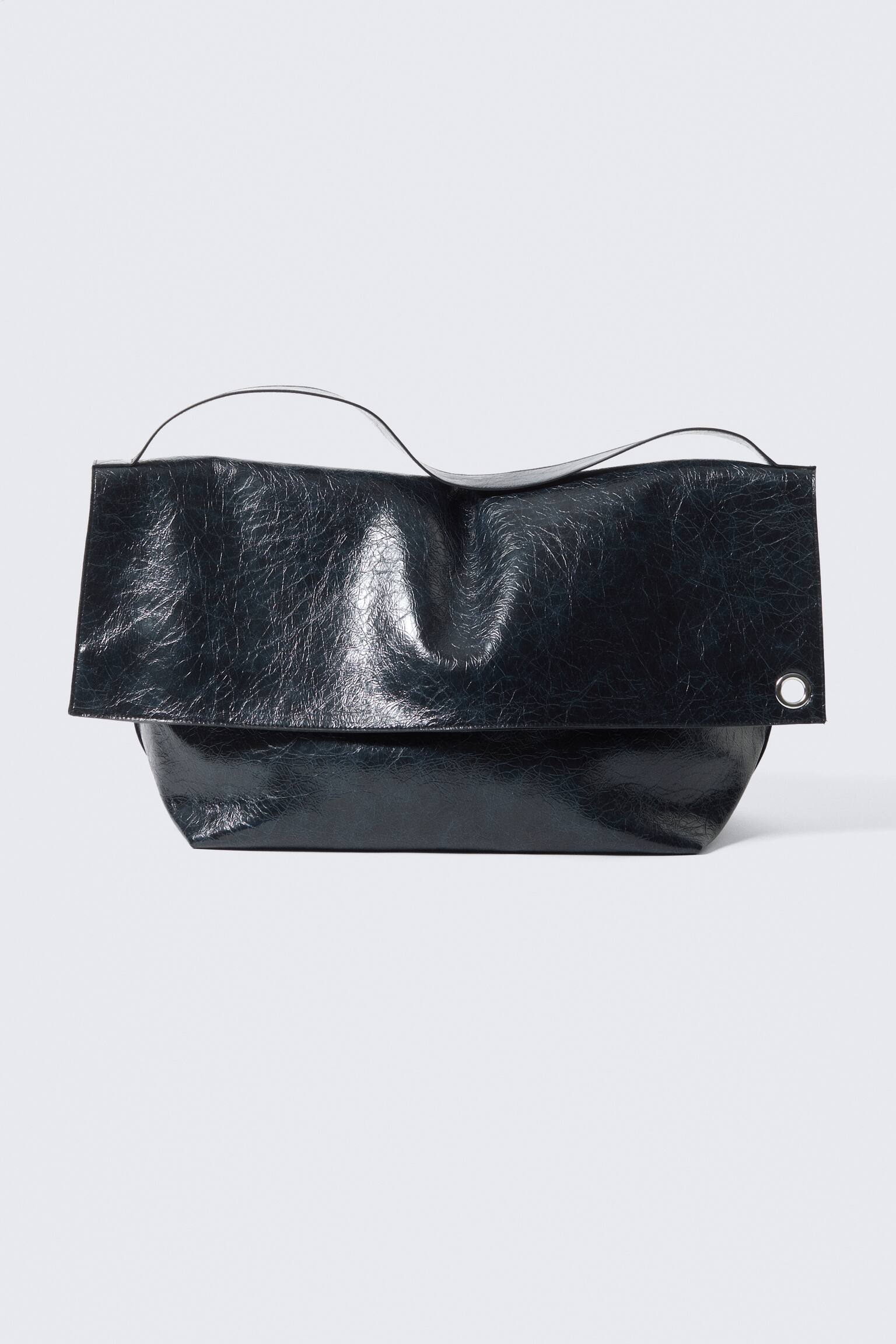 Μεγάλος Faux Leather Clutch Φάκελος - Σκούρο Ναυτικό Μπλε/Ανοιχτό Σκουρόχρωμο Μόλε
