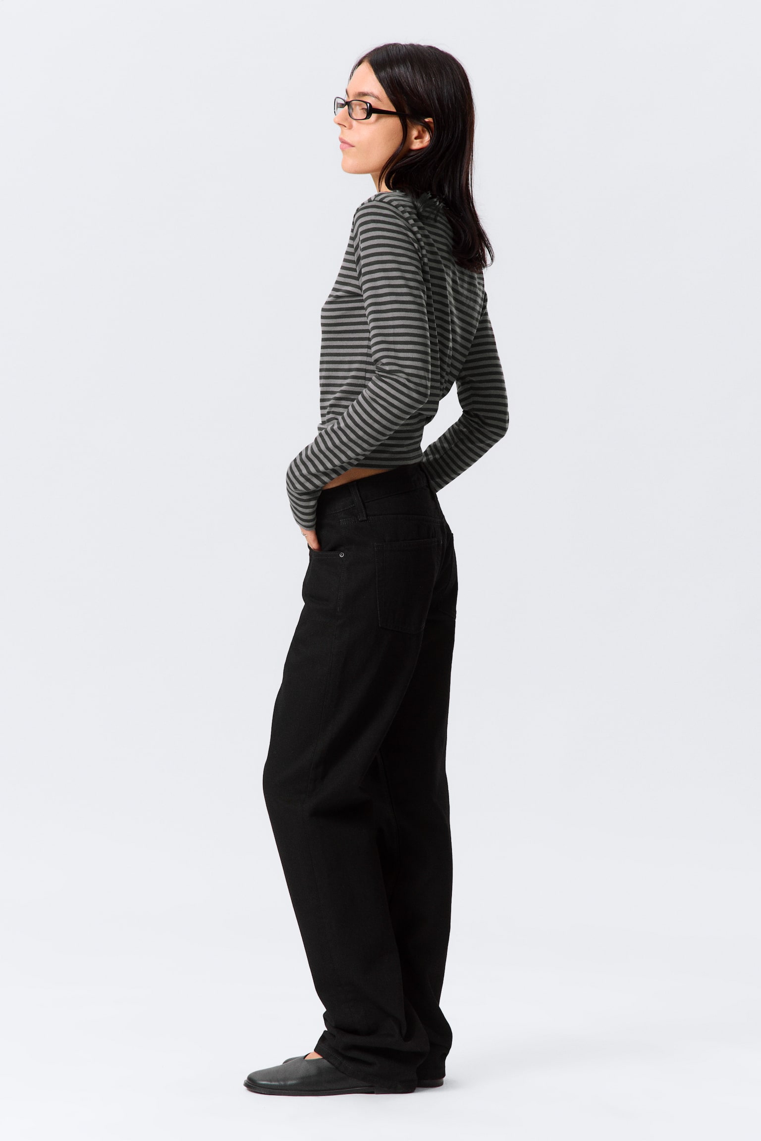 Orbit Mid Waist Regular Straight Leg Jeans - Black Rinse – Zwart/Board Blue - Medium Blue - 3