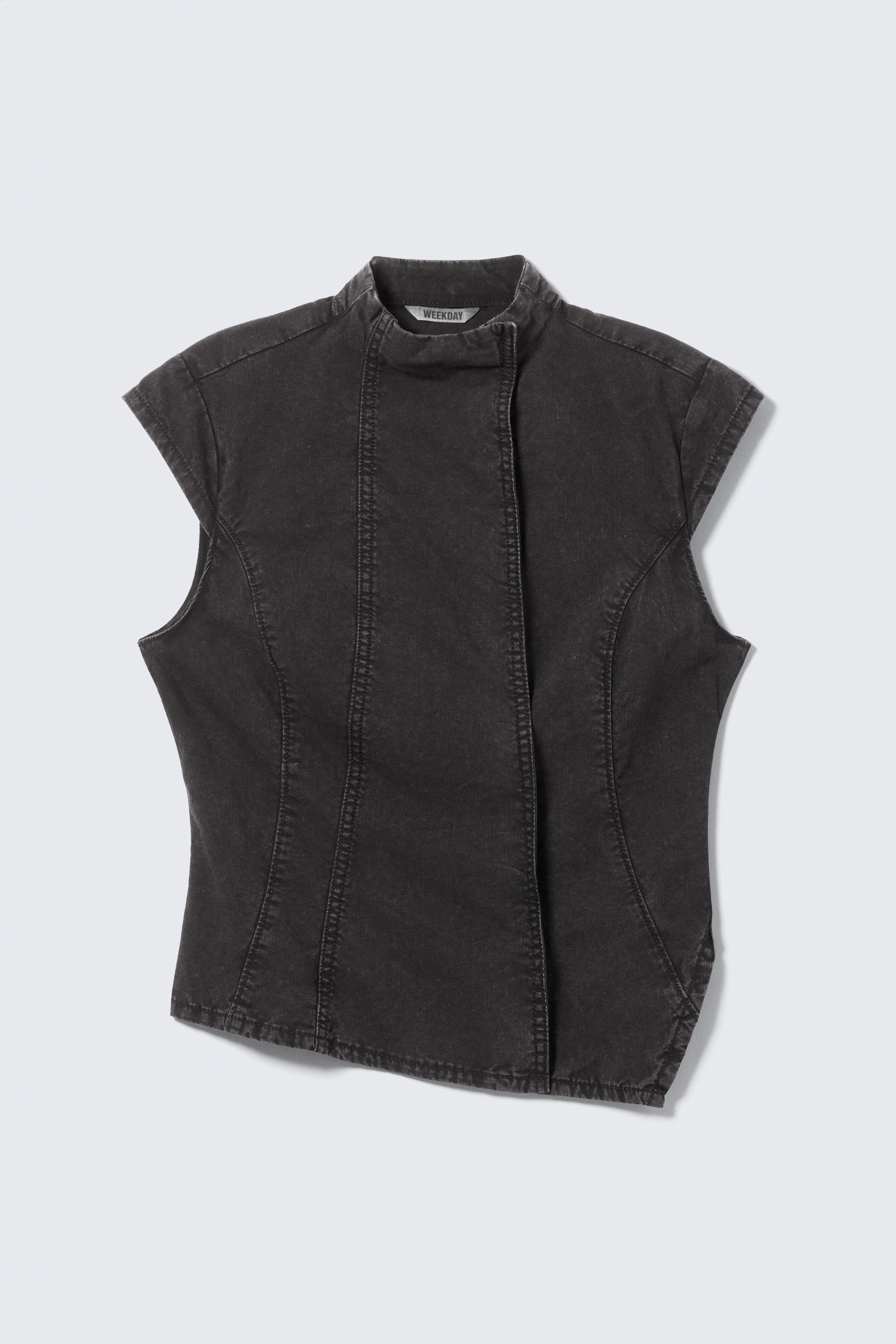 Strukturált aszimmetrikus pamutfelső - Fekete