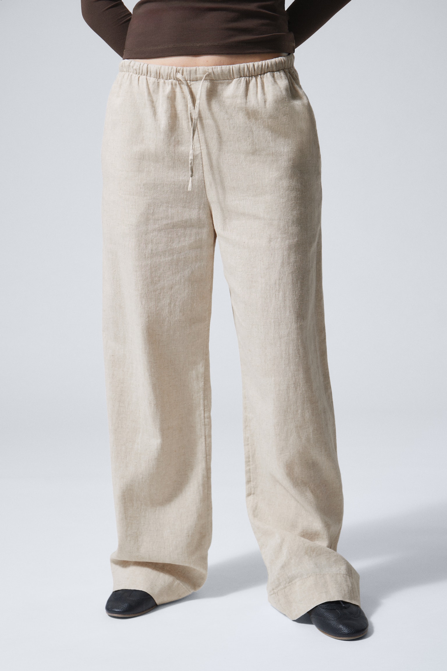 Mia Linen Mix Trousers - Ecru/Black - 4