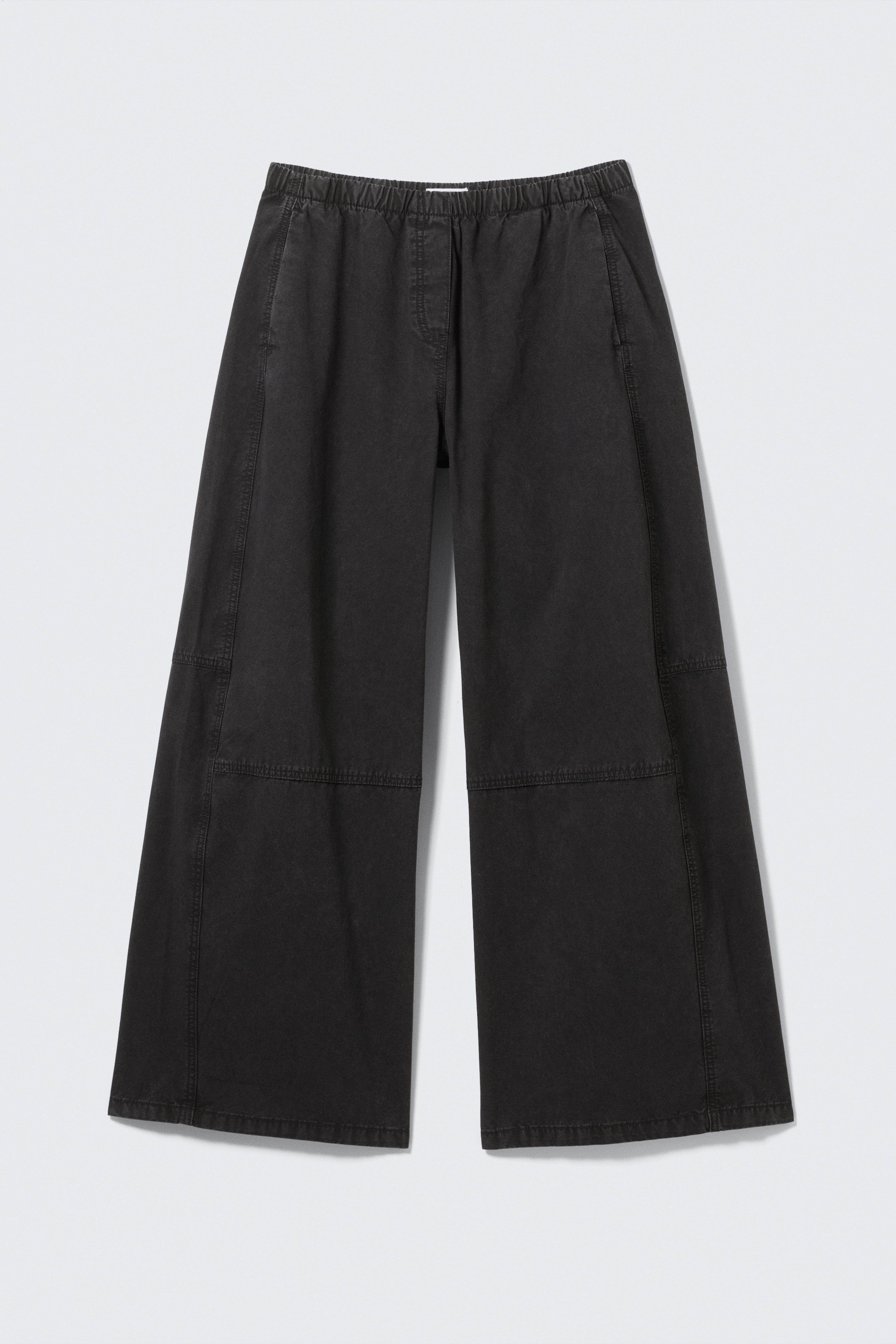 Baggy-Hose aus washed Canvas mit niedrigem Bund - Verwaschenes Schwarz