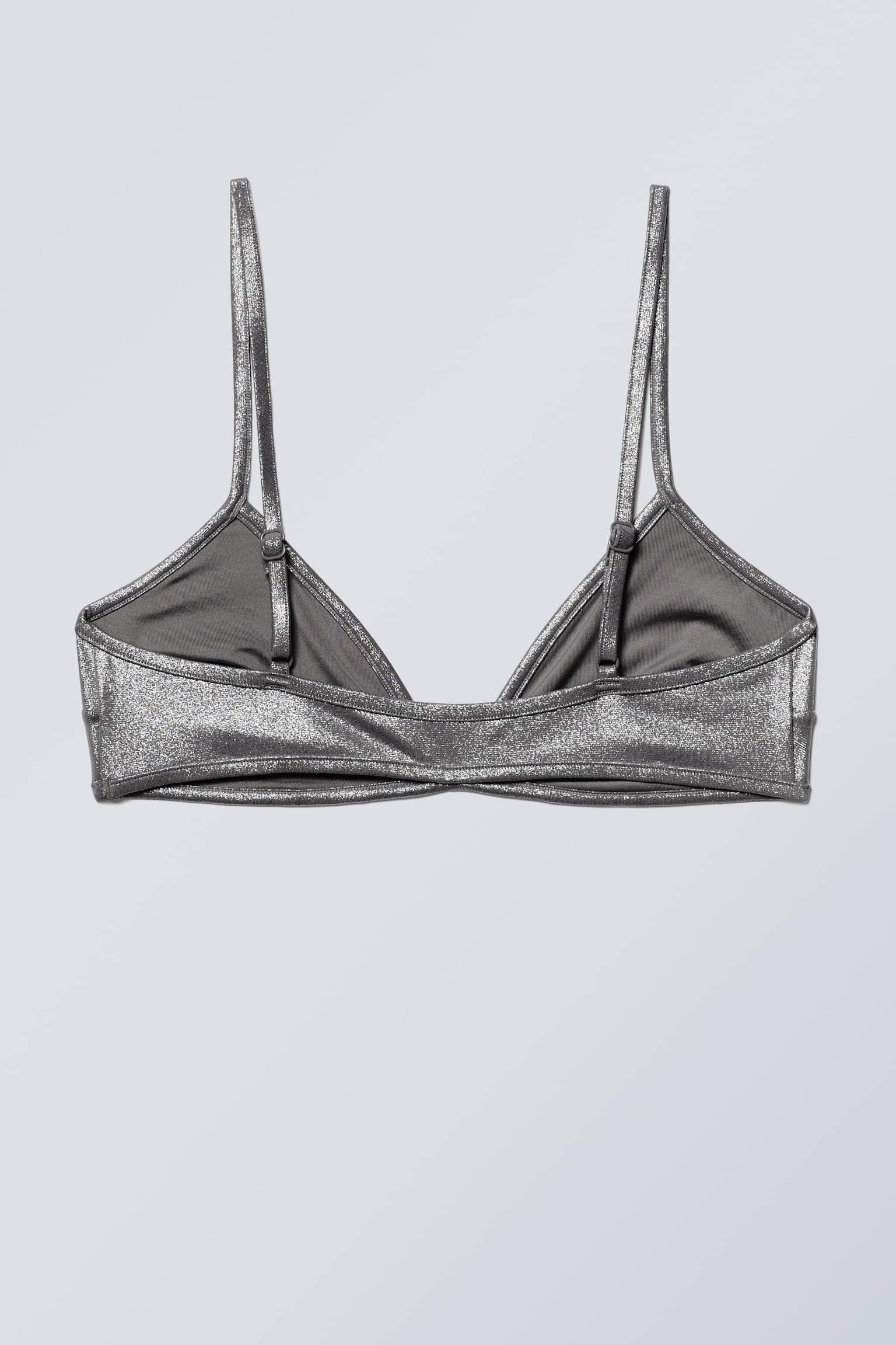 Minimal Glitter Bikini Top - Grey Glitter - 3