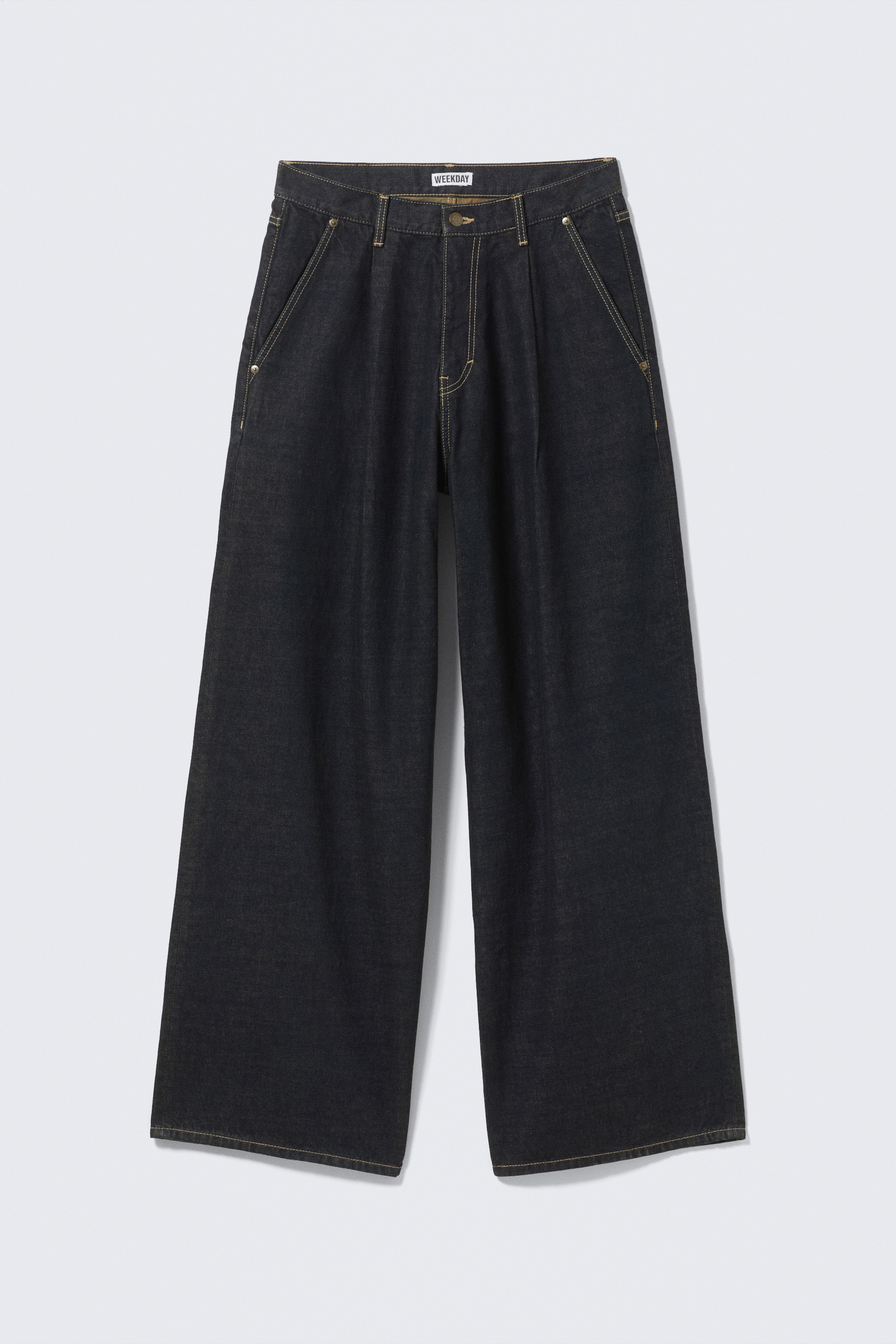 Jeans larghi con pieghe - Emerald Rinse - Blu scuro