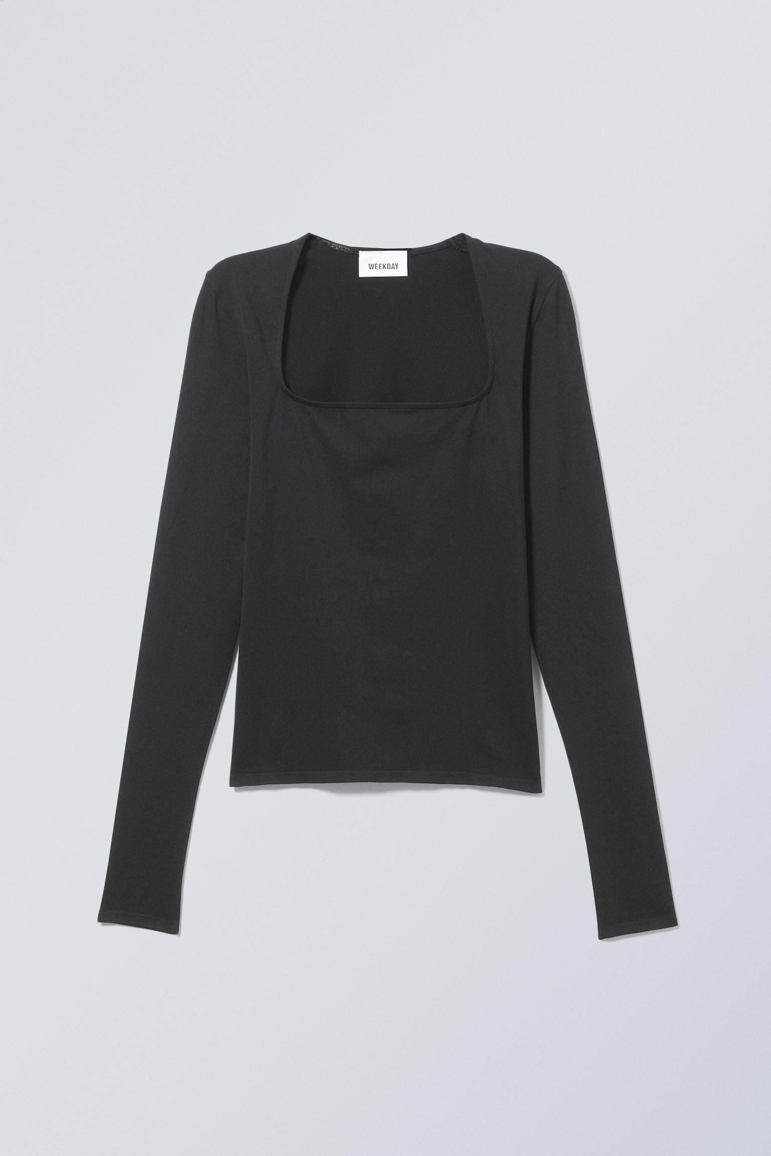 Square Neck Longsleeve Top - Black - 2