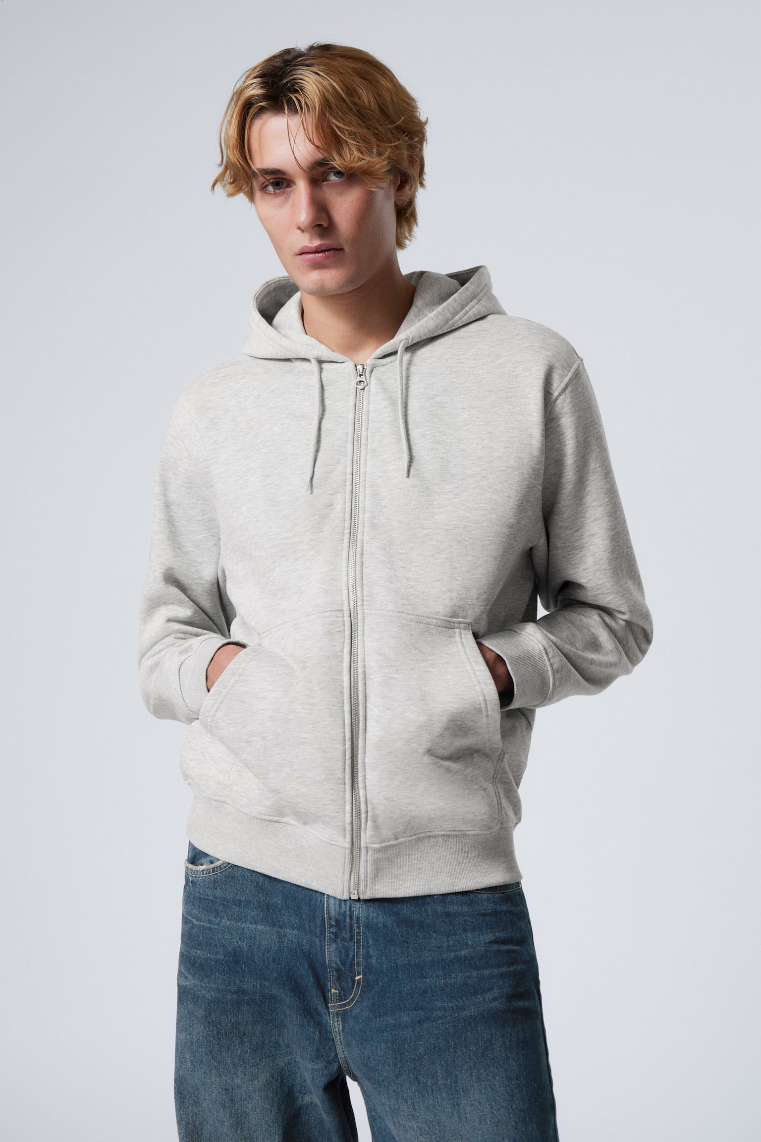 Standard Midweight Zip Hoodie - Grey/Dark Blue/Black - 1