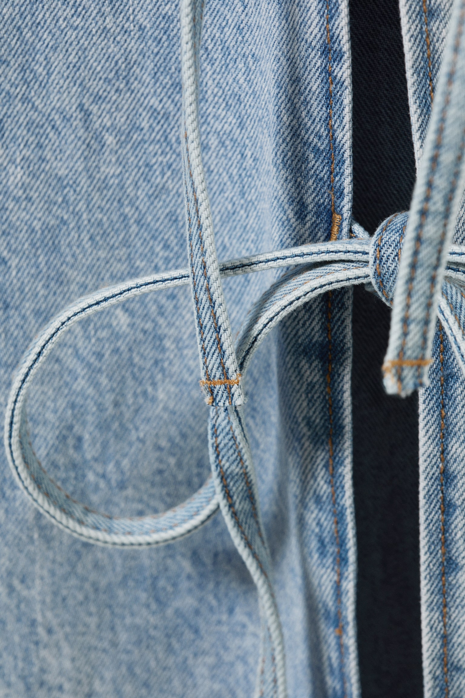 Imoo Low Waist Loose Wide Leg Bow Jeans - Mid Blue - Mellanblå - 3