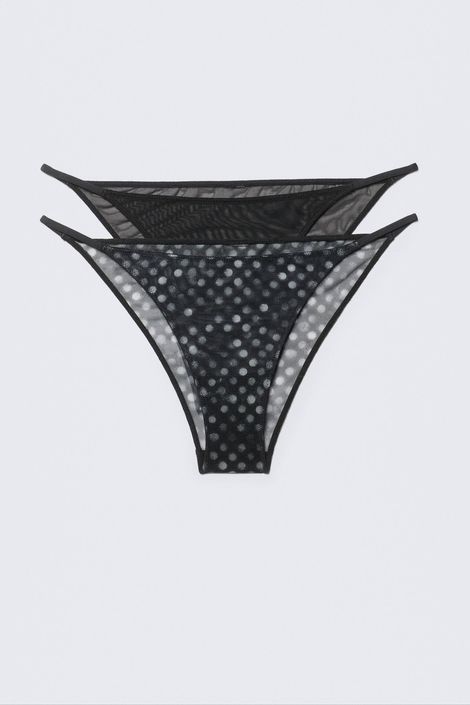 Set van 2 Braziliaanse slips met tanga en print - Black - Dots - 1
