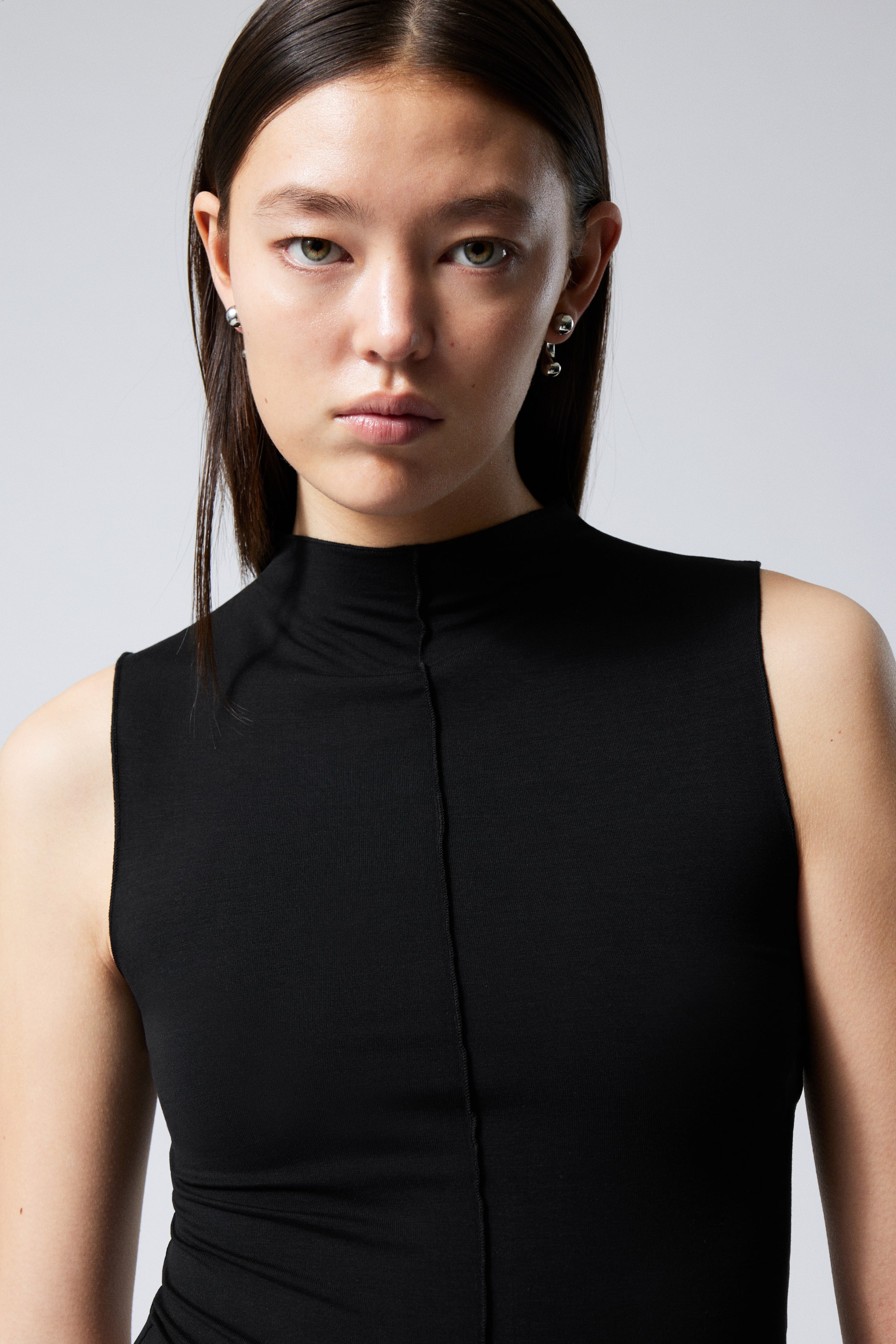 Soft Mock Neck Top - Turtleneck - Short sleeve - Black - Ladies | H&M GB