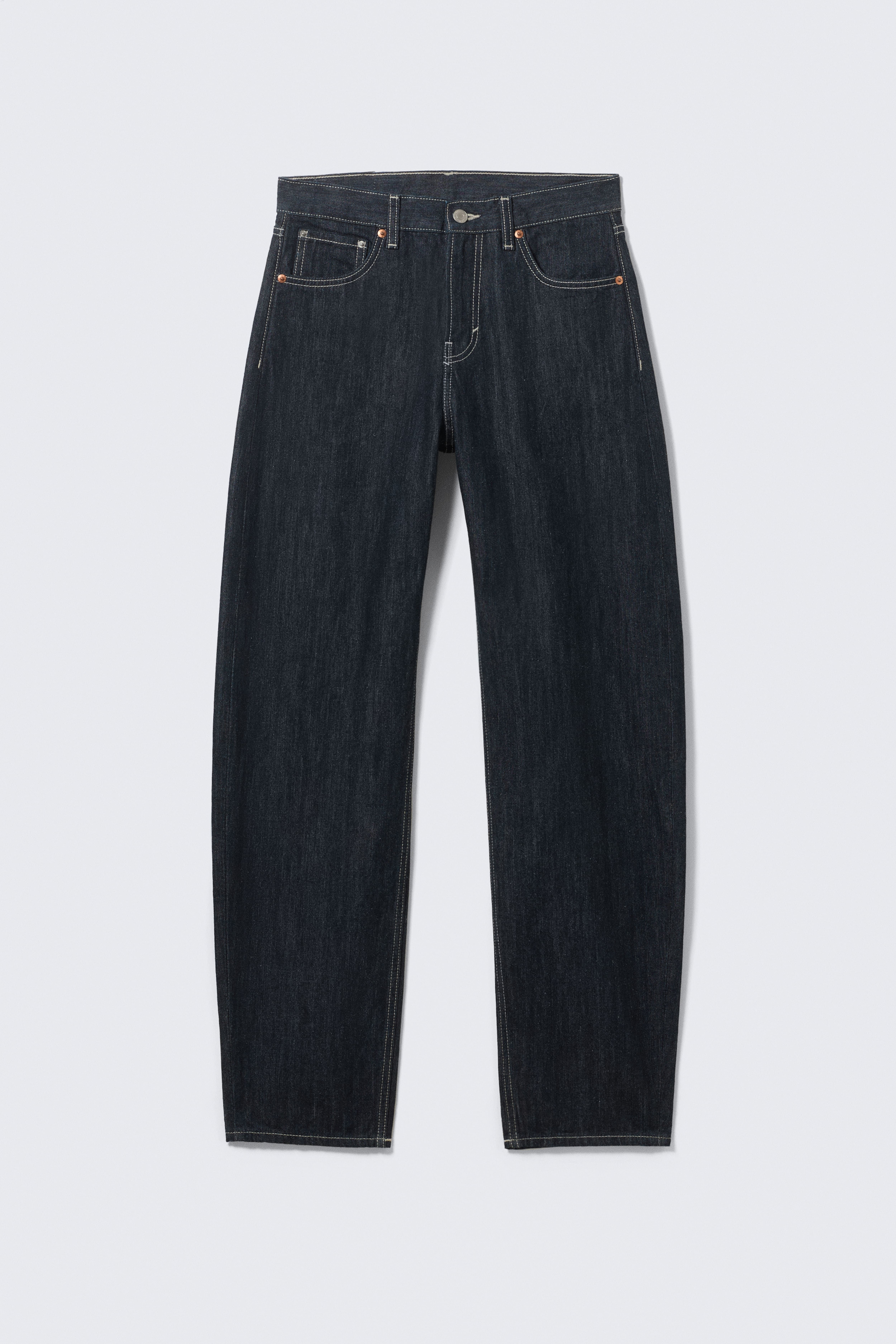 Nebula Mid Waist Loose Barrel Leg Unisex Jeans - Blue Rinse - Dunkelblau/Chelsea Black - Schwarz