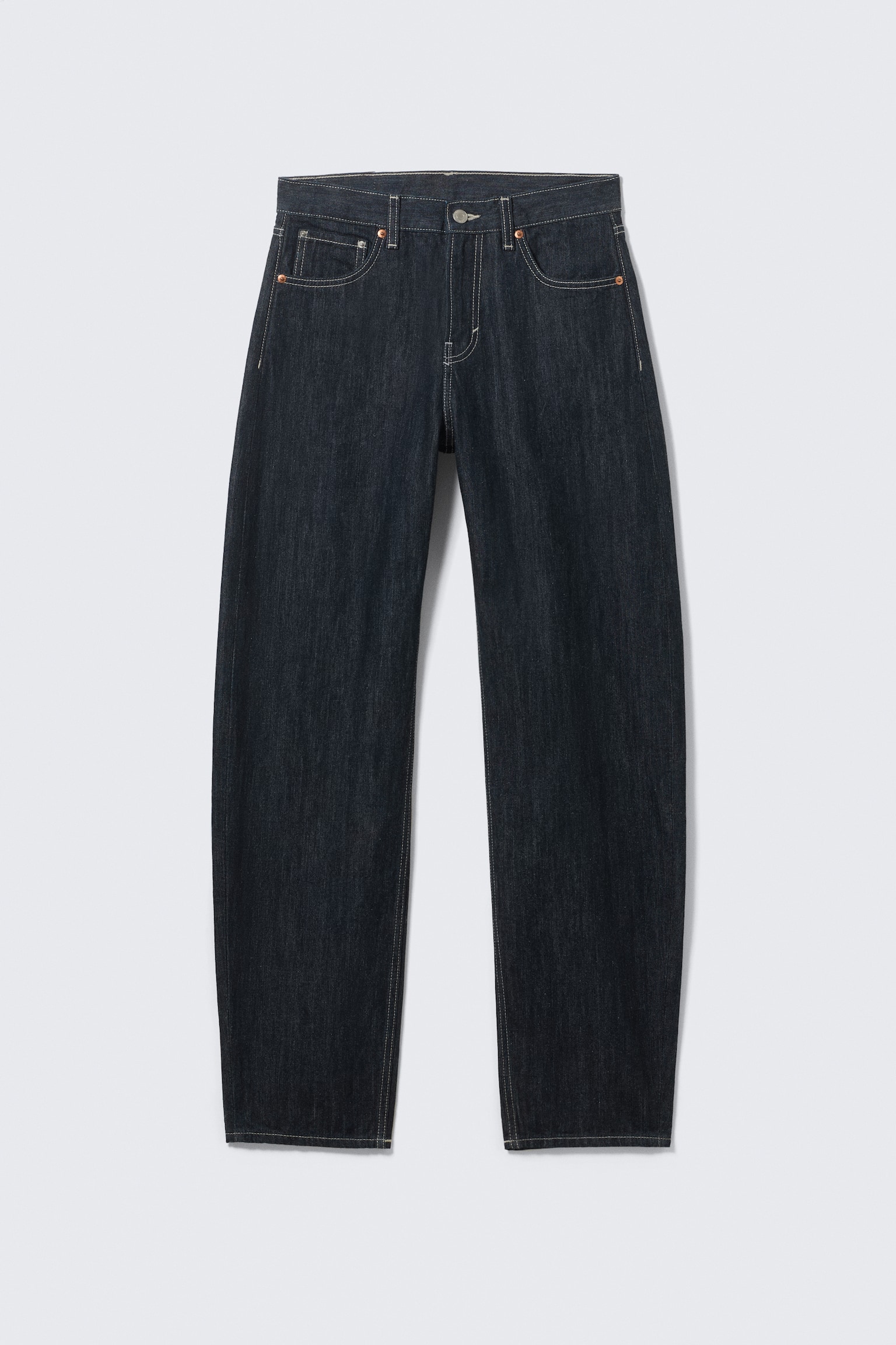 Nebula Mid Waist Loose Barrel Leg Unisex Jeans - Blue Rinse - Dunkelblau/Chelsea Black - Schwarz - 2