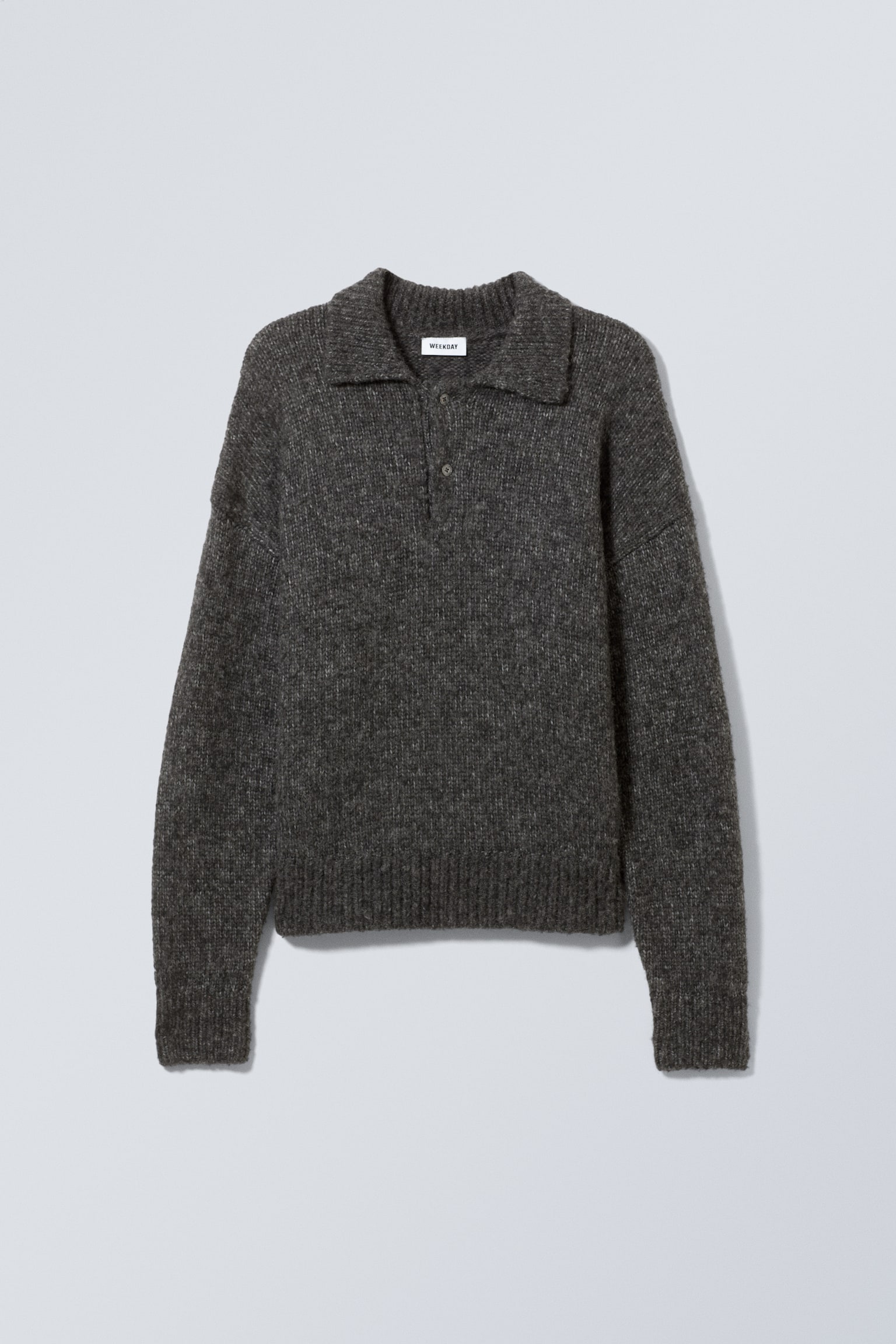 Bobby Relaxed Knitted Polo Sweater - Dark Grey - 2