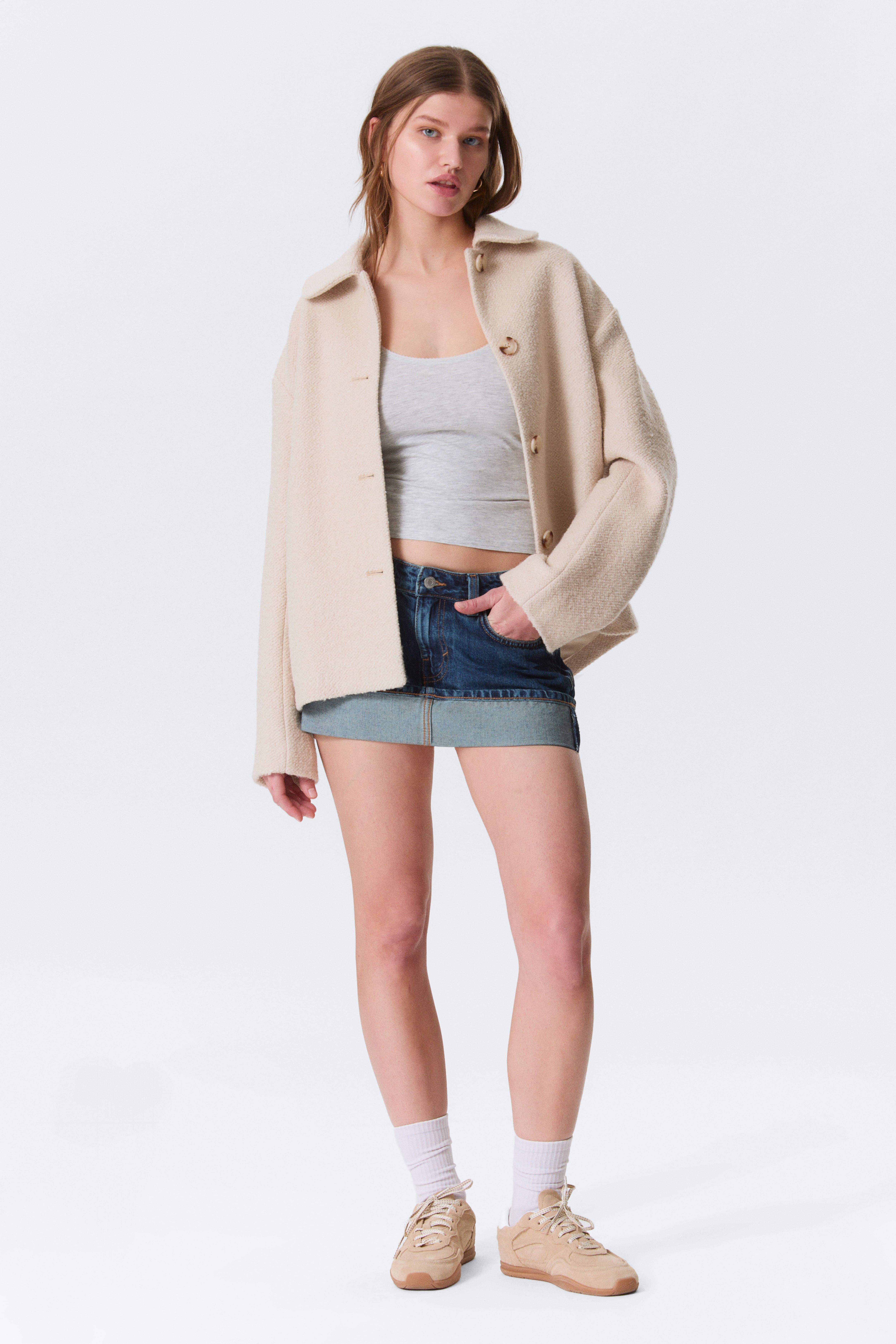Giacca bomber in twill imbottita - Dusty Cream