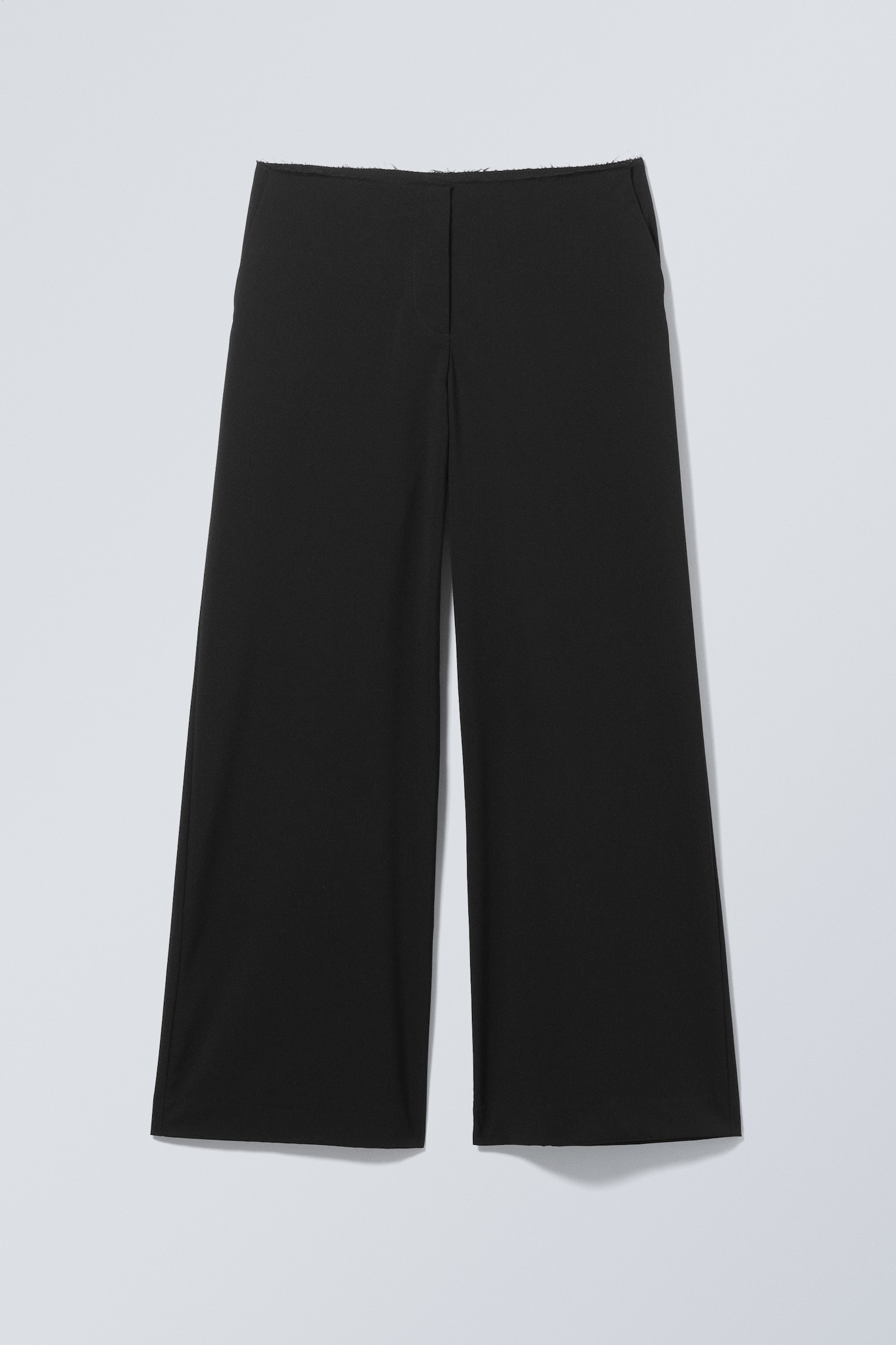 Cut-Off Waistband Frayed Suiting Trousers - Black