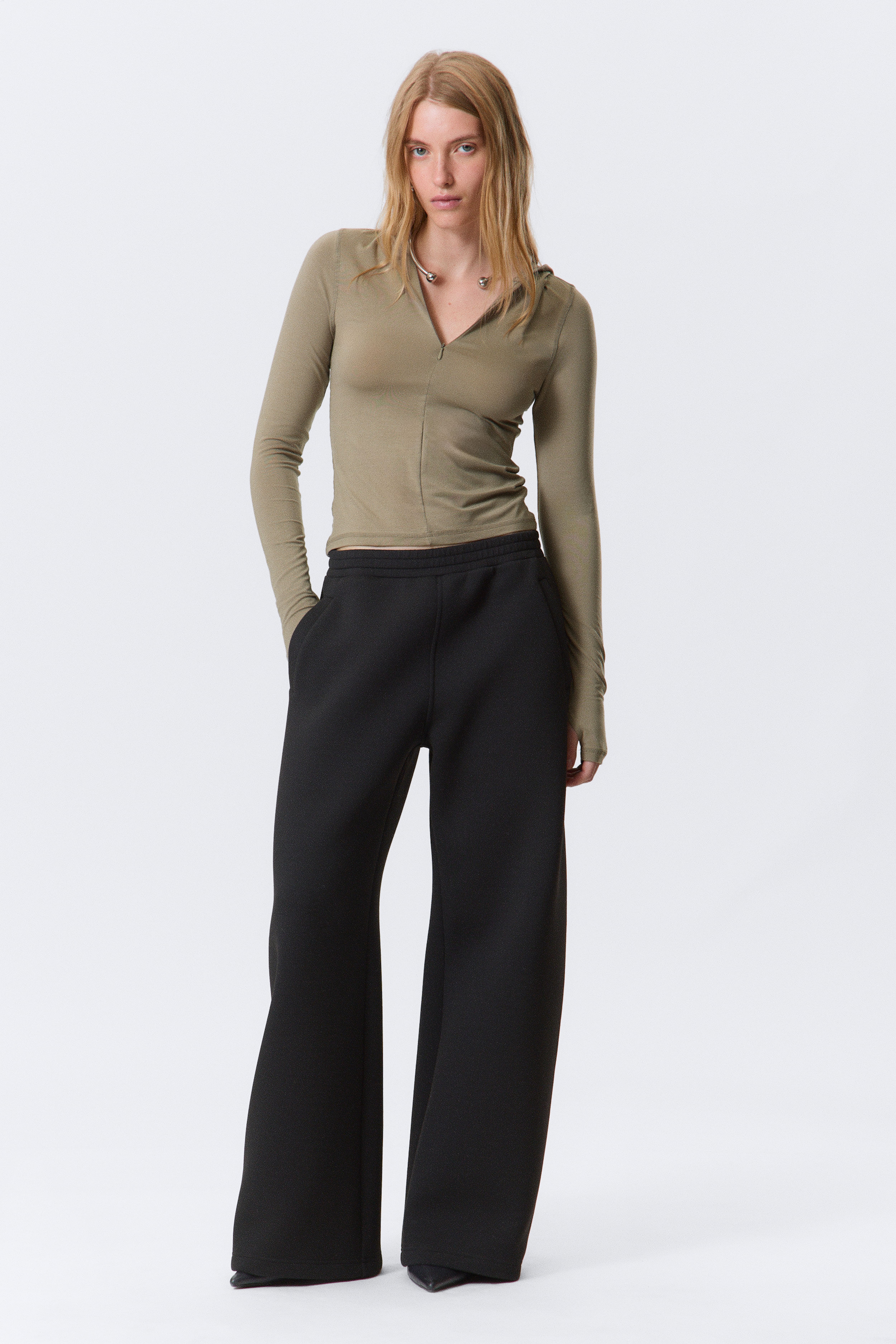 Relaxed Barrel Leg Scuba Sweatpants - Zwart/Grijs gemêleerd/Grijs gemêleerd