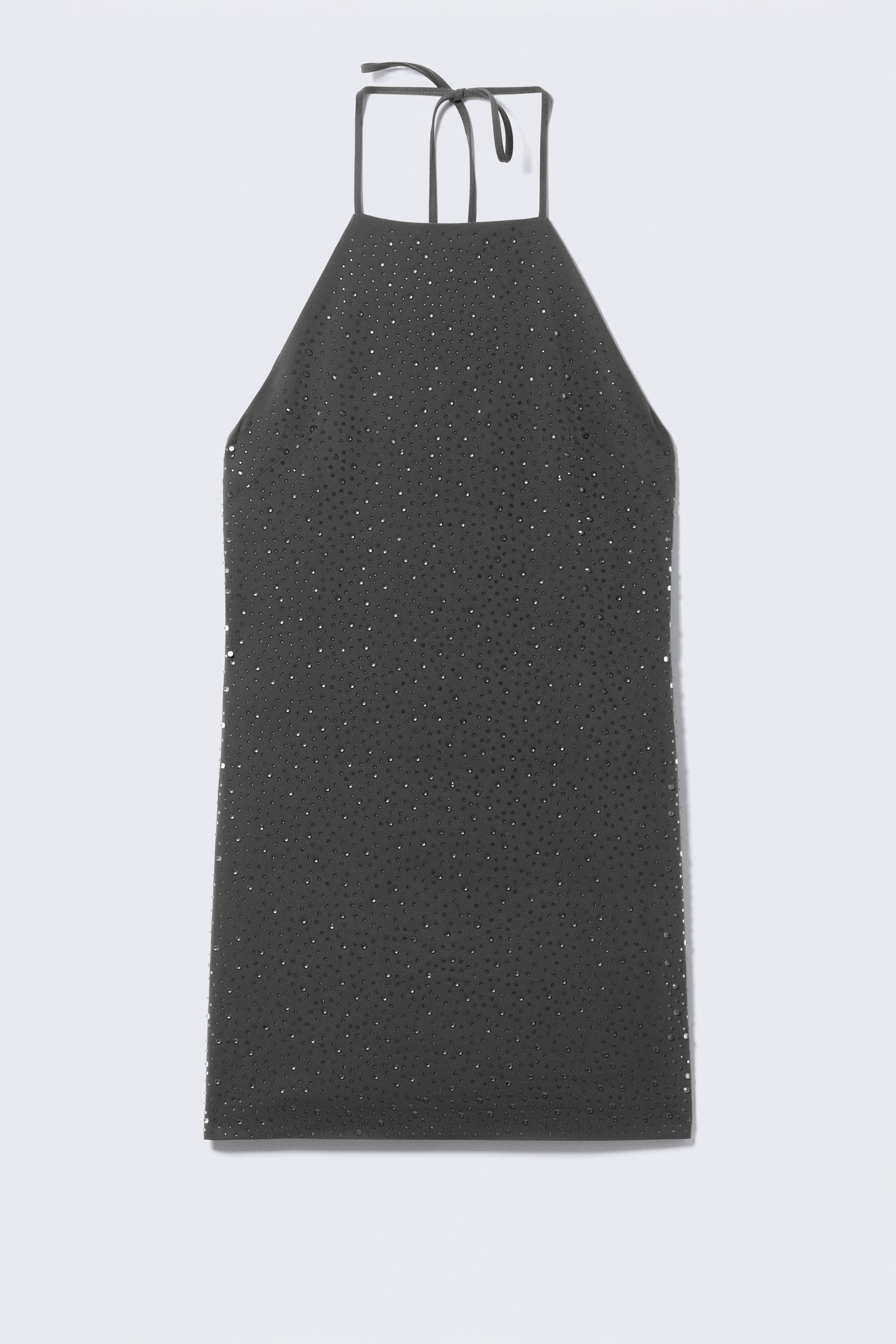 Robe courte dos nu ornée de strass - Gris foncé