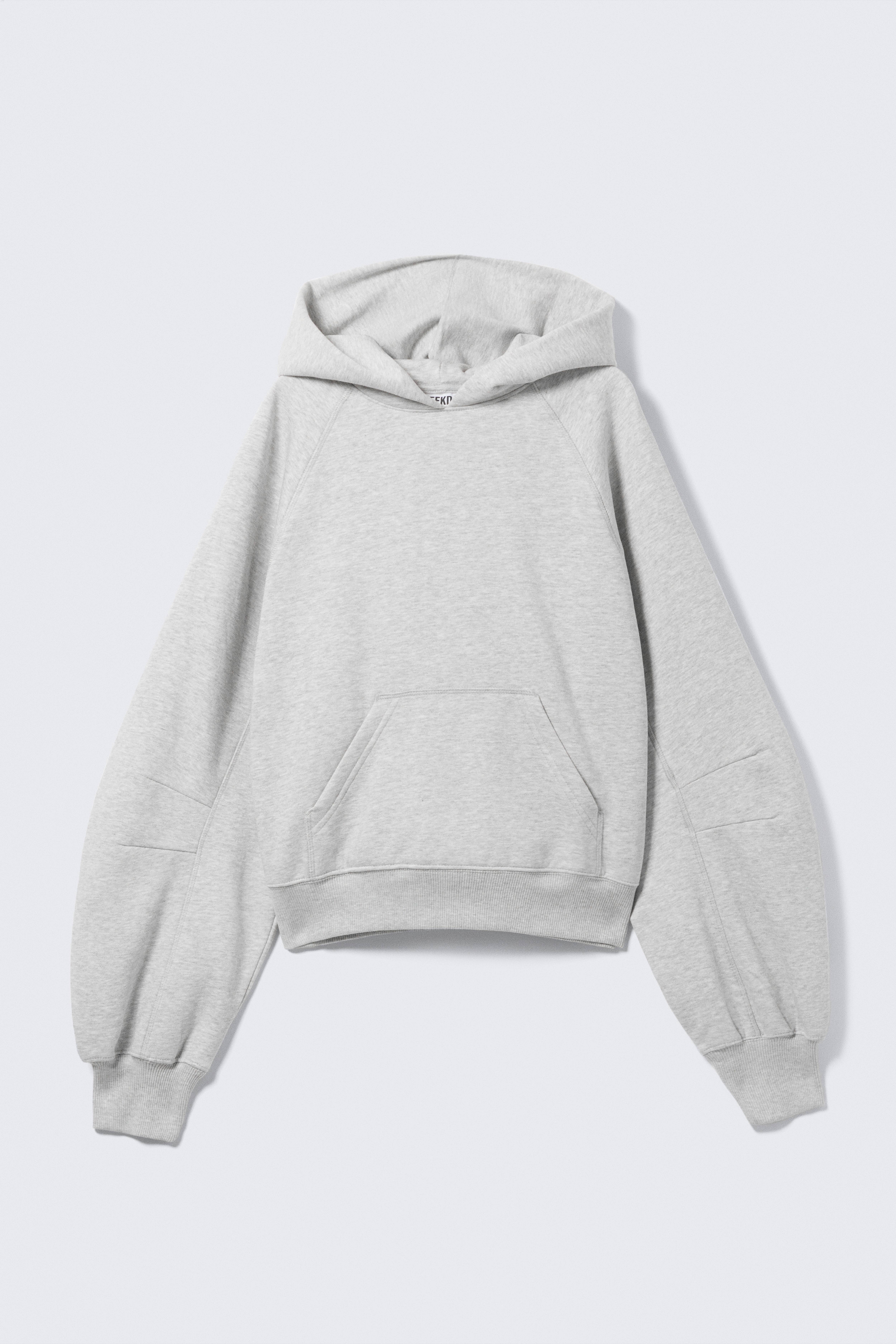 Raglanærmet Boxy Hoodie - Gråmeleret/Washed Dark Navy Blue