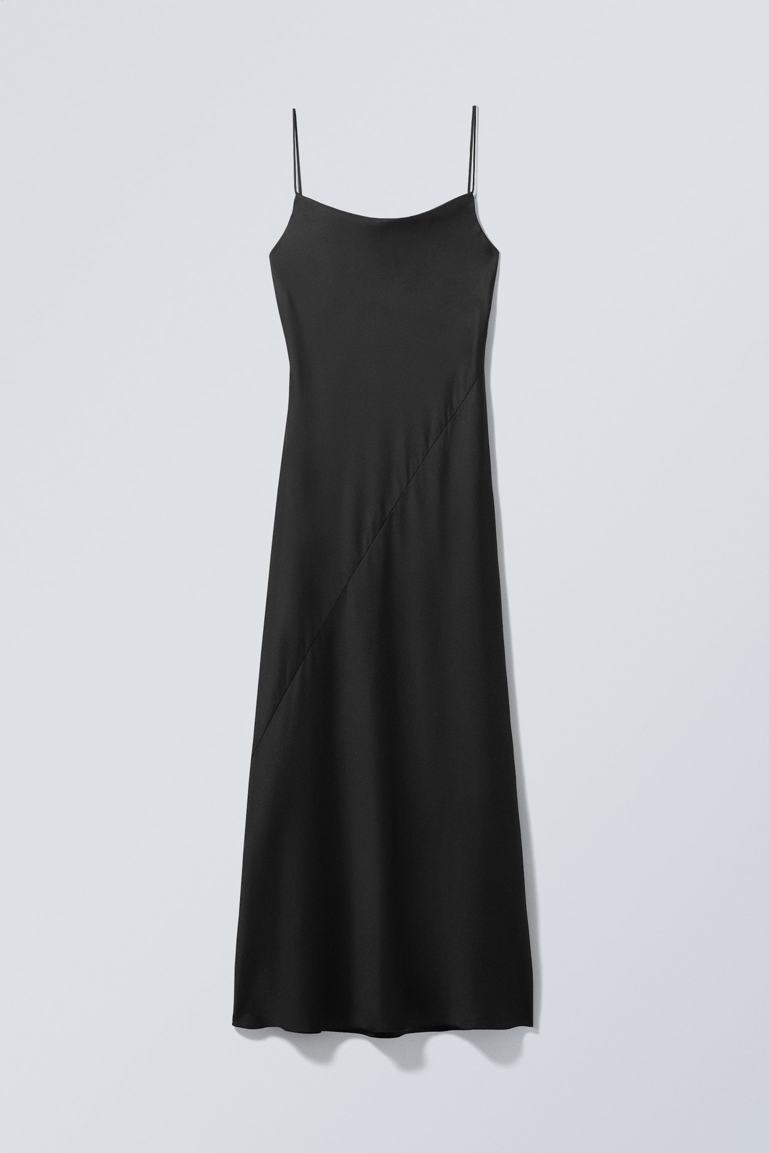 Maxi Satin Slip Dress - Black/Light Dusty Mole - 1