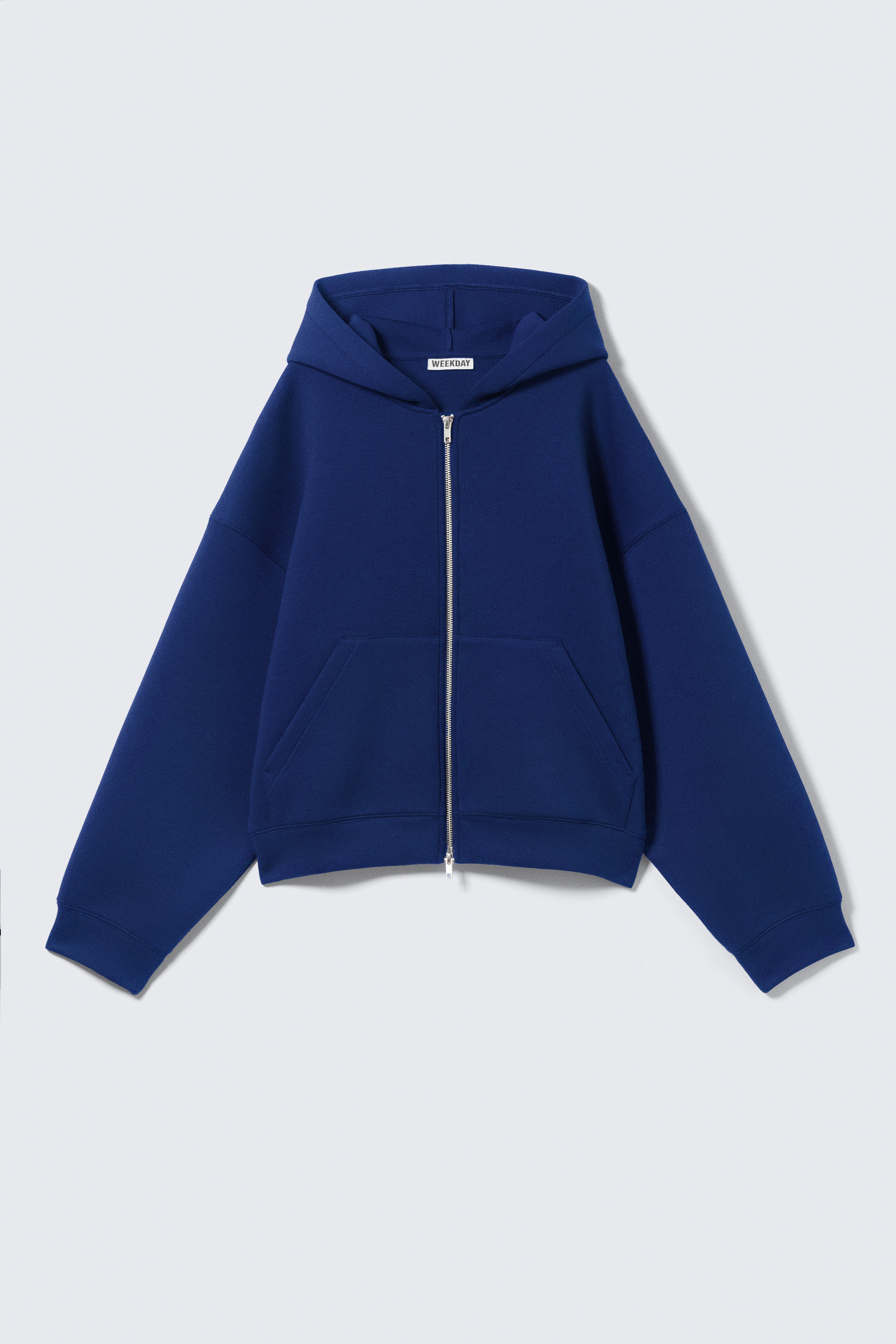 Oversized Scuba-Zip-Hoodie - Kobaltblau/Grau meliert/Schwarz