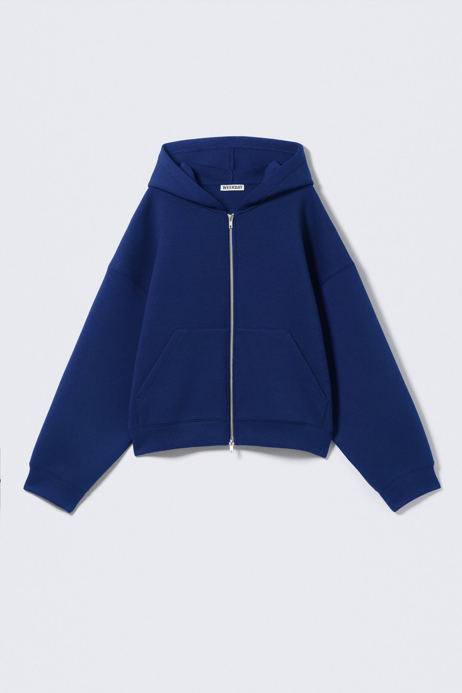 Oversized hoodie van scubastof met rits - Kobaltblauw/Zwart/Grijs gemêleerd/Donkergrijs - 2