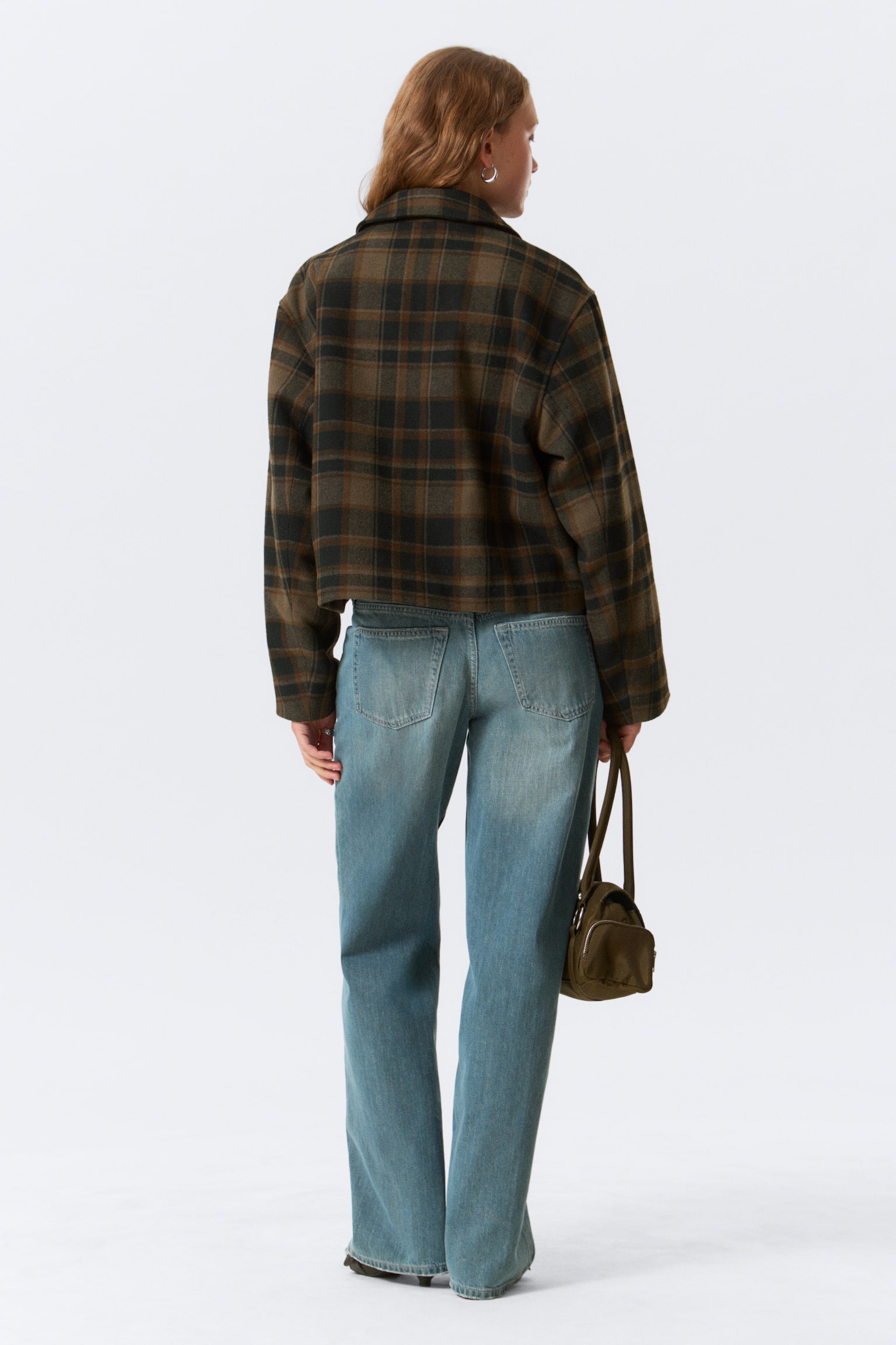 Cropped boxy jack met rits - Donkerbruin geruit/Soft Brown/Donkergrijs gemêleerd - 8