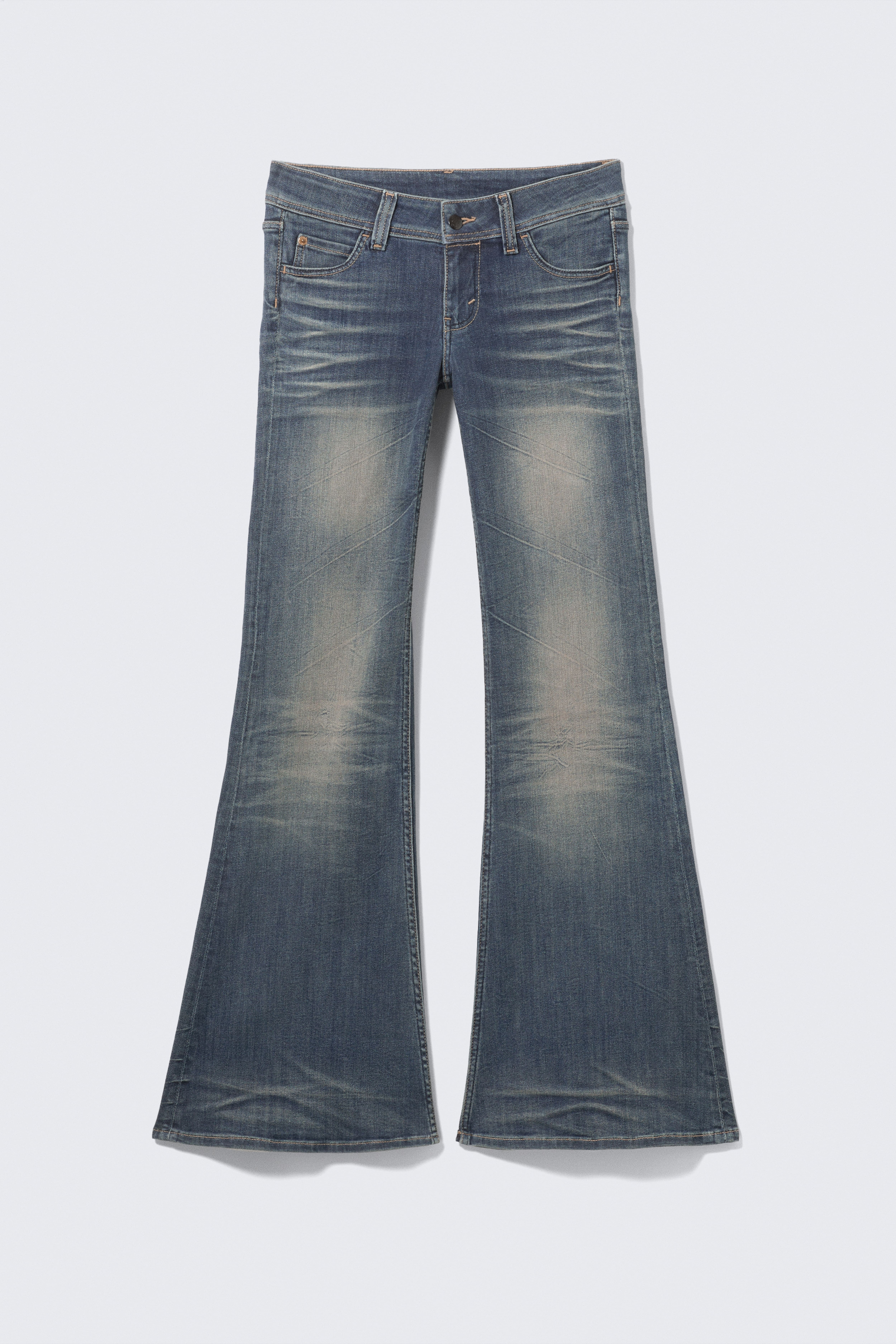 FLARE LOW RISE FLARED SKINNY JEANS - Steel Blue - Medium Blue