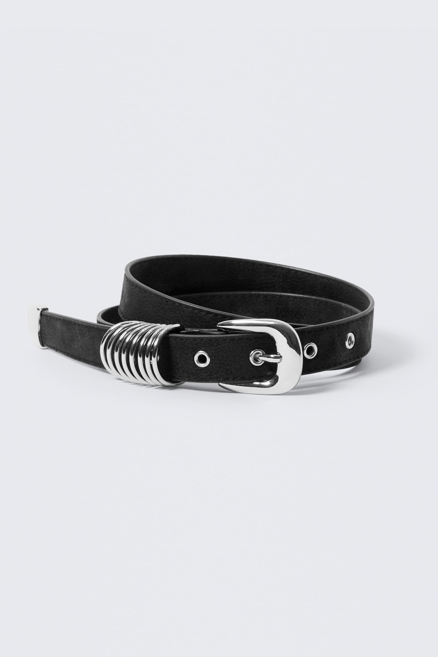 Cintura in pelle sintetica con multi D-ring - Nero/Talpa chiaro - 3