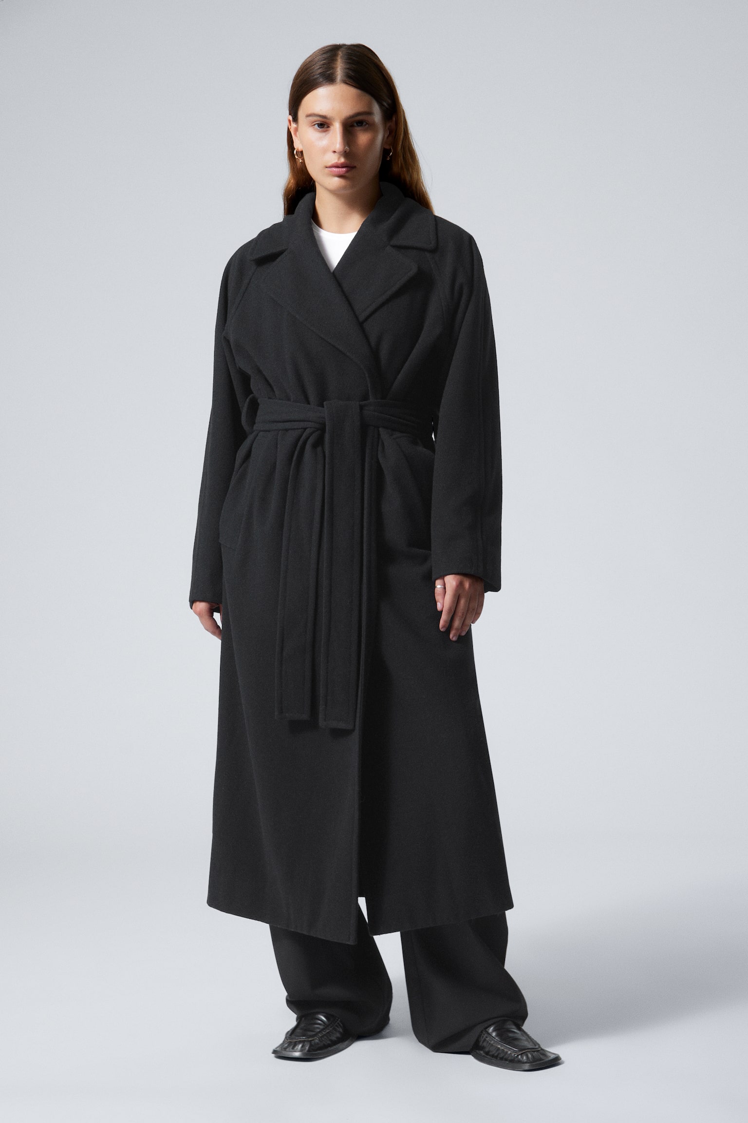 Kia Oversized Wool Blend Coat - Black/Dark Blue - 1