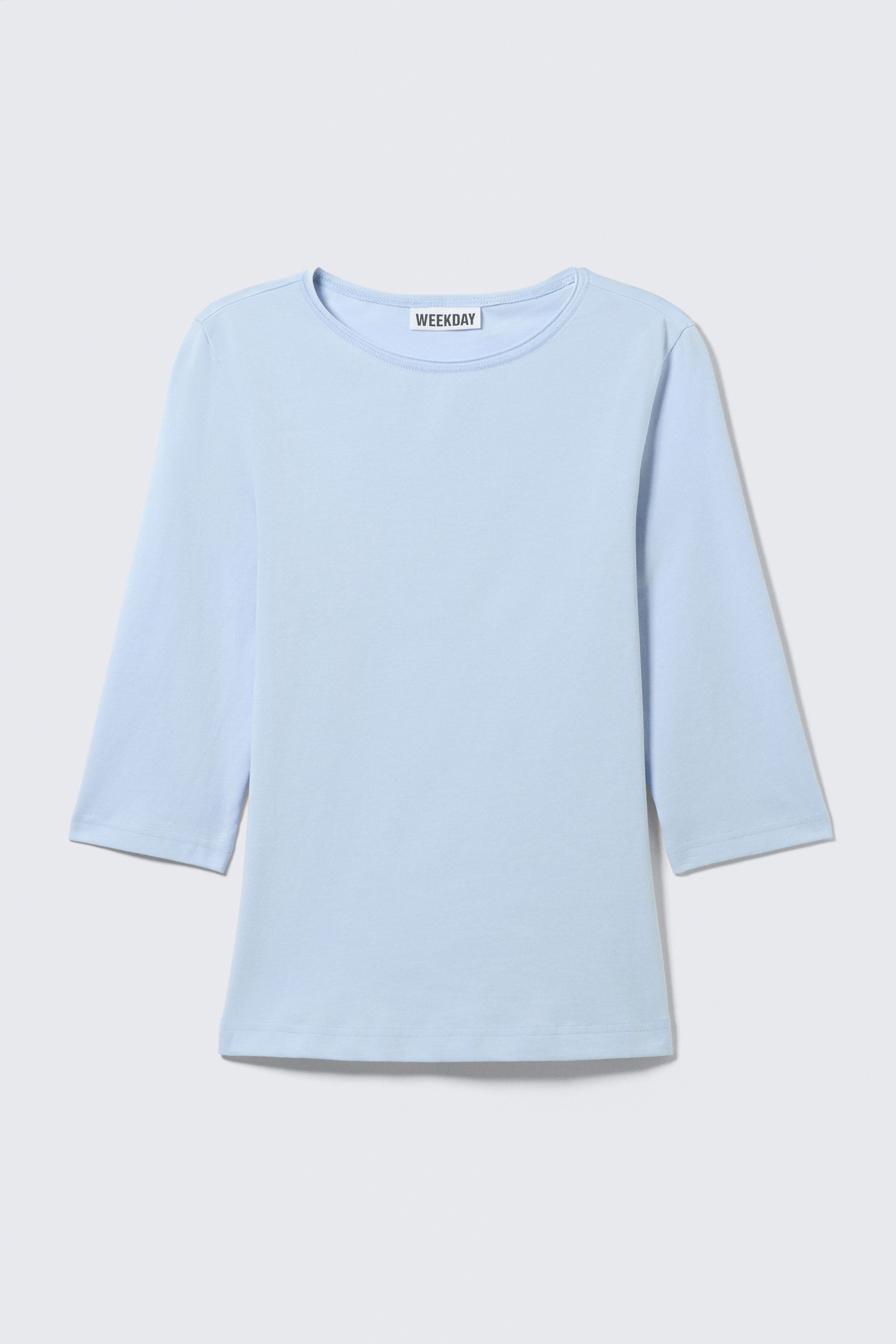 Top a maniche tre quarti - Azzurro/Nero/Bianco