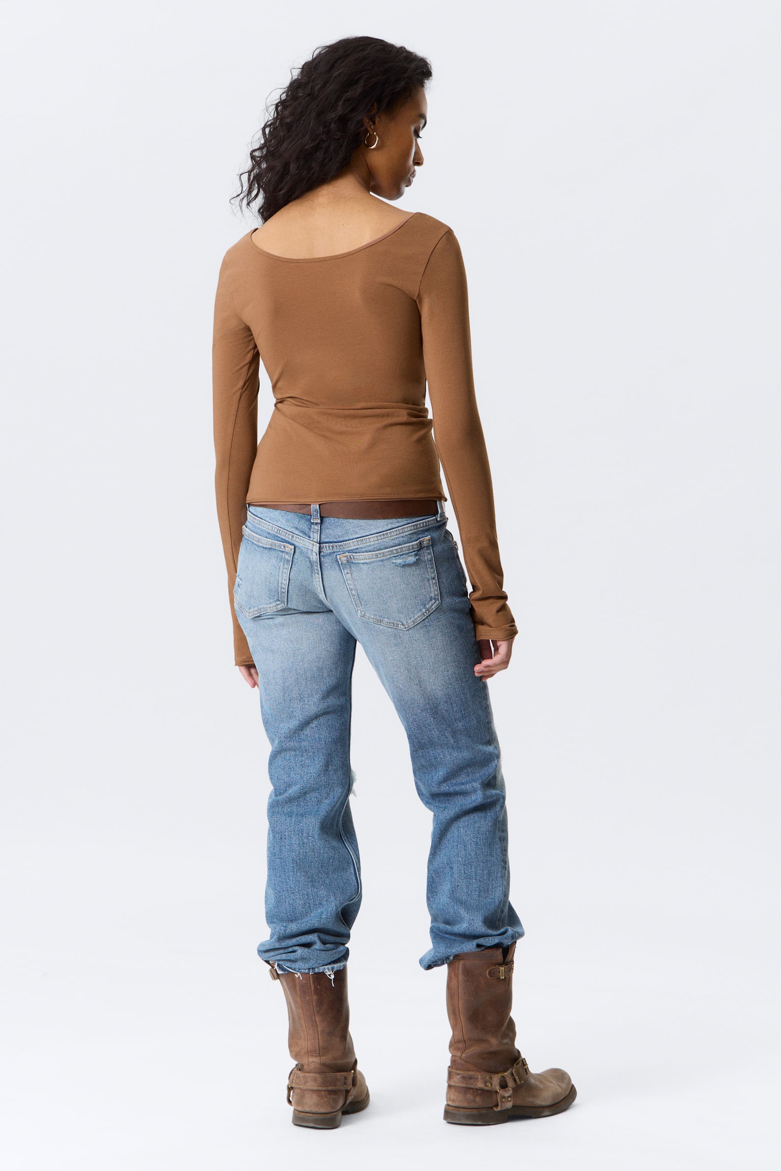 Top z długim rękawem i z długim rękawem - Brązowy/Beżowy/Czarny pasek/Biały/Jasnożółty/Jasnoróżowy/Brązowy pasek/Grey Melange/Różowo-bordowe paski/Black & White Stripes - 5