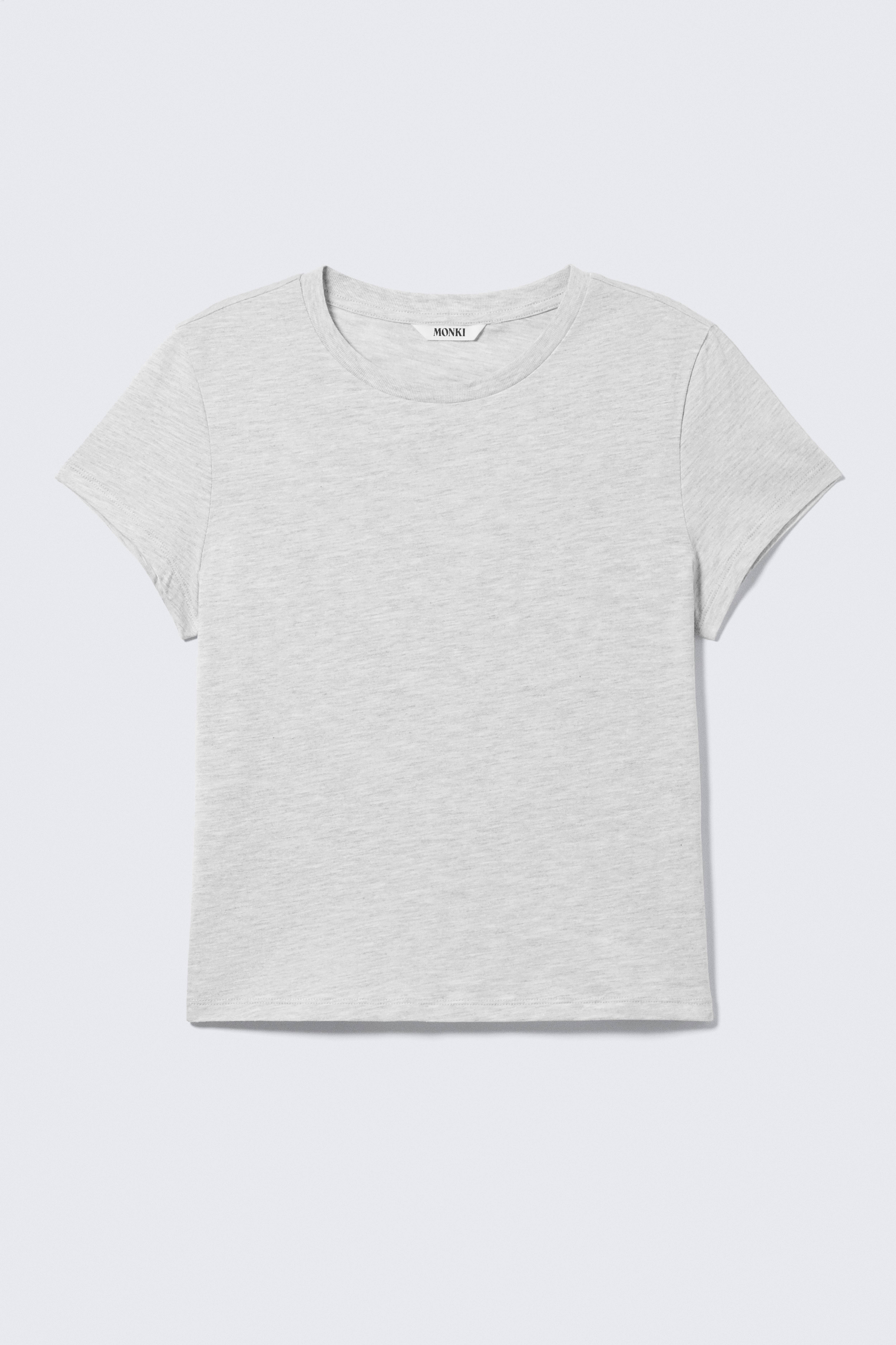Klassisk pasform mini-T-shirt - Gråmeleret/Pink/Grøn Stribe