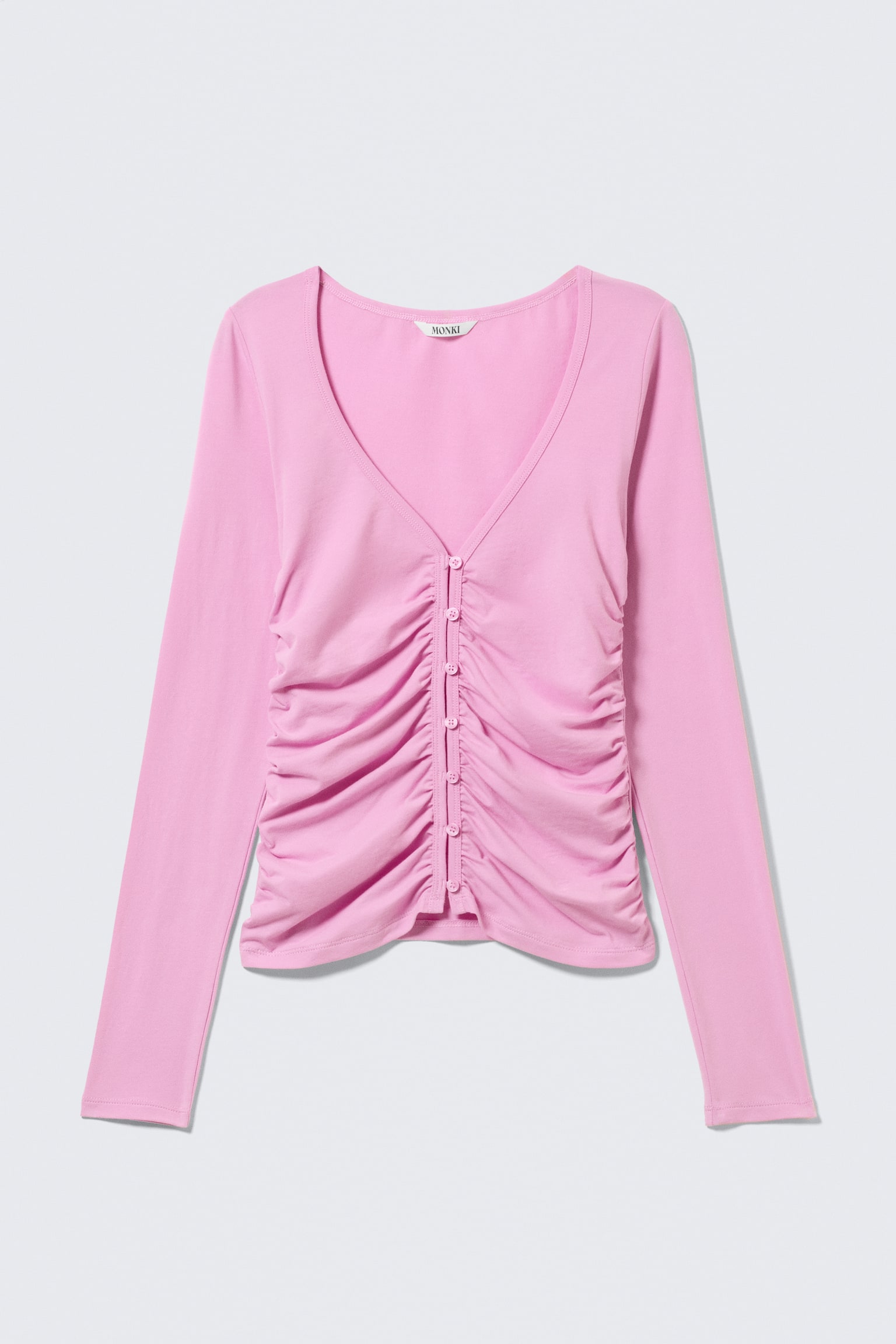 Cardigan BELLE B con scollo a V e arricciature - Rosso ciliegia/Bianco/Nero - 2