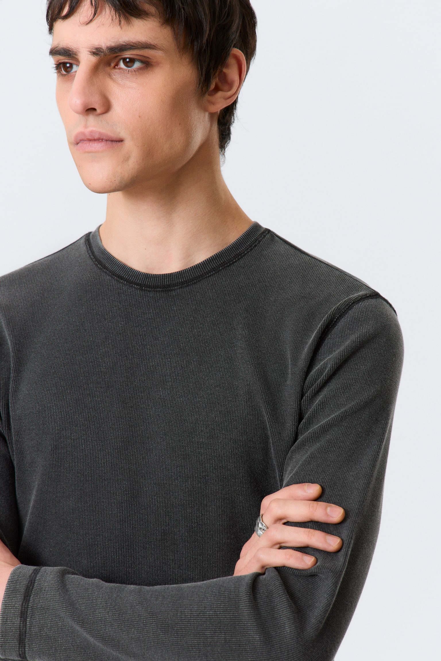 Geripptes Longsleeve-Shirt - Gewaschenes Schwarz/Grau/Gewaschenes Blau/Dunkelgrün - 4