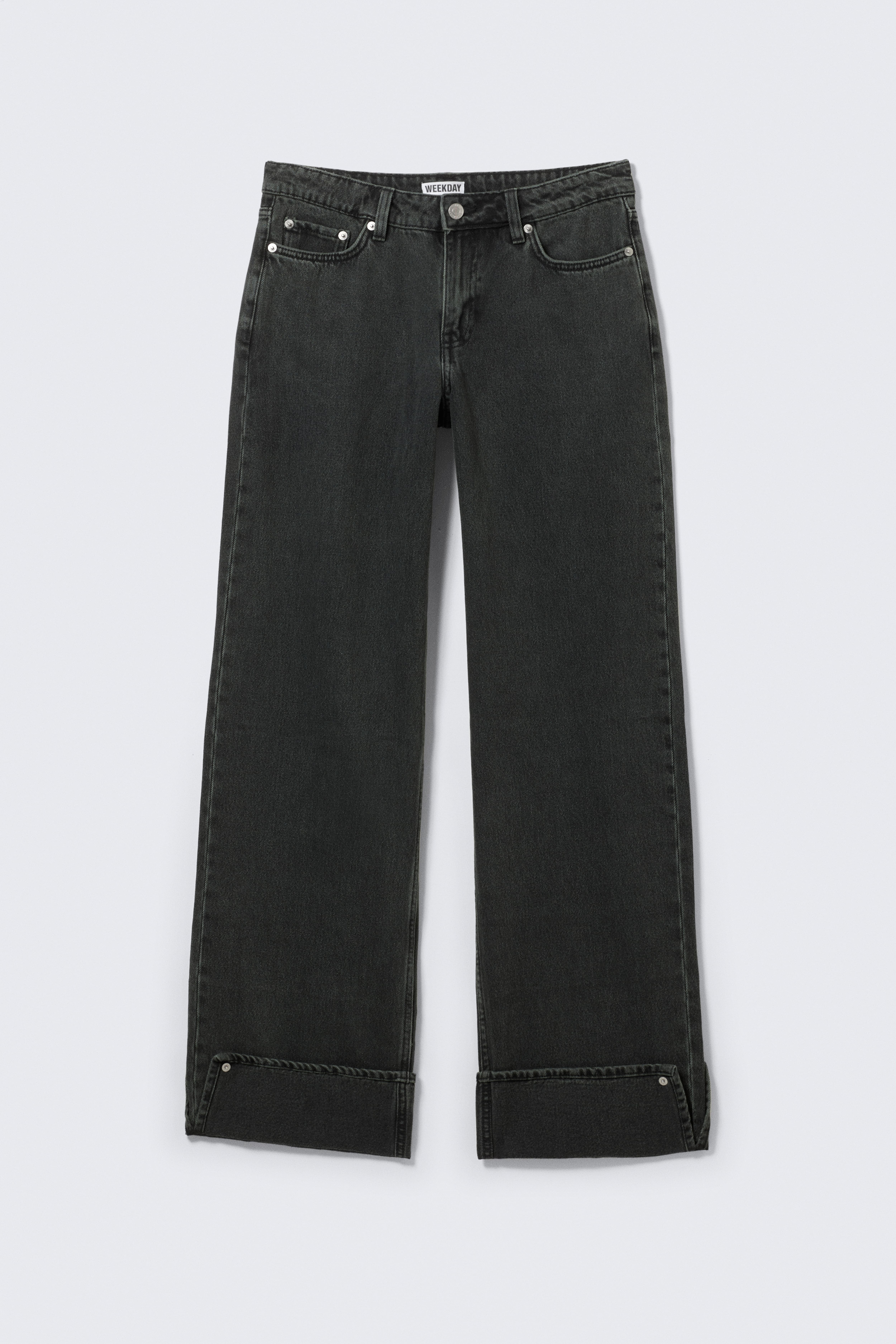 Ample Low Waist Loose Wide Leg Jeans - Elegie Black - Schwarz