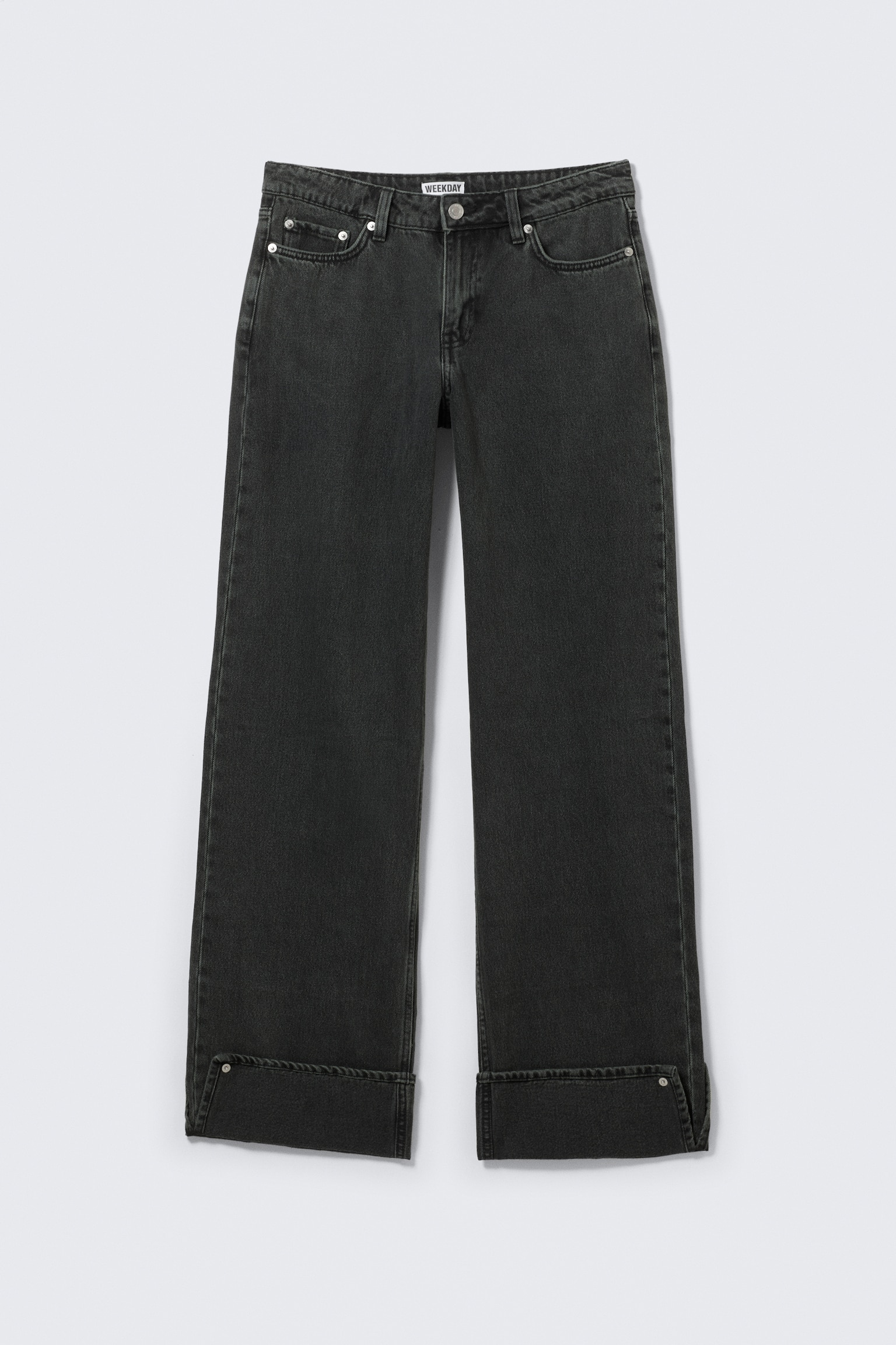 Ample Low Waist Loose Wide Leg Jeans - Elegie Black - Schwarz - 2