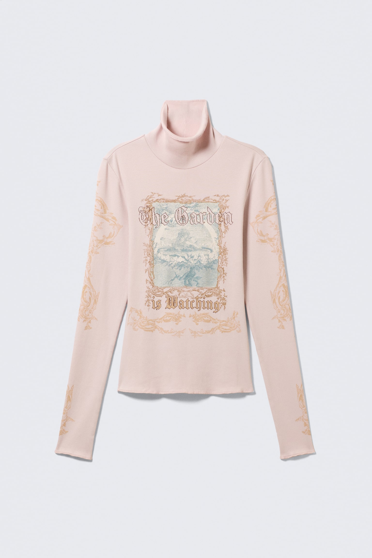 Nauwsluitende top met turtleneck - Light Pink - The Garden/Bruin - 2