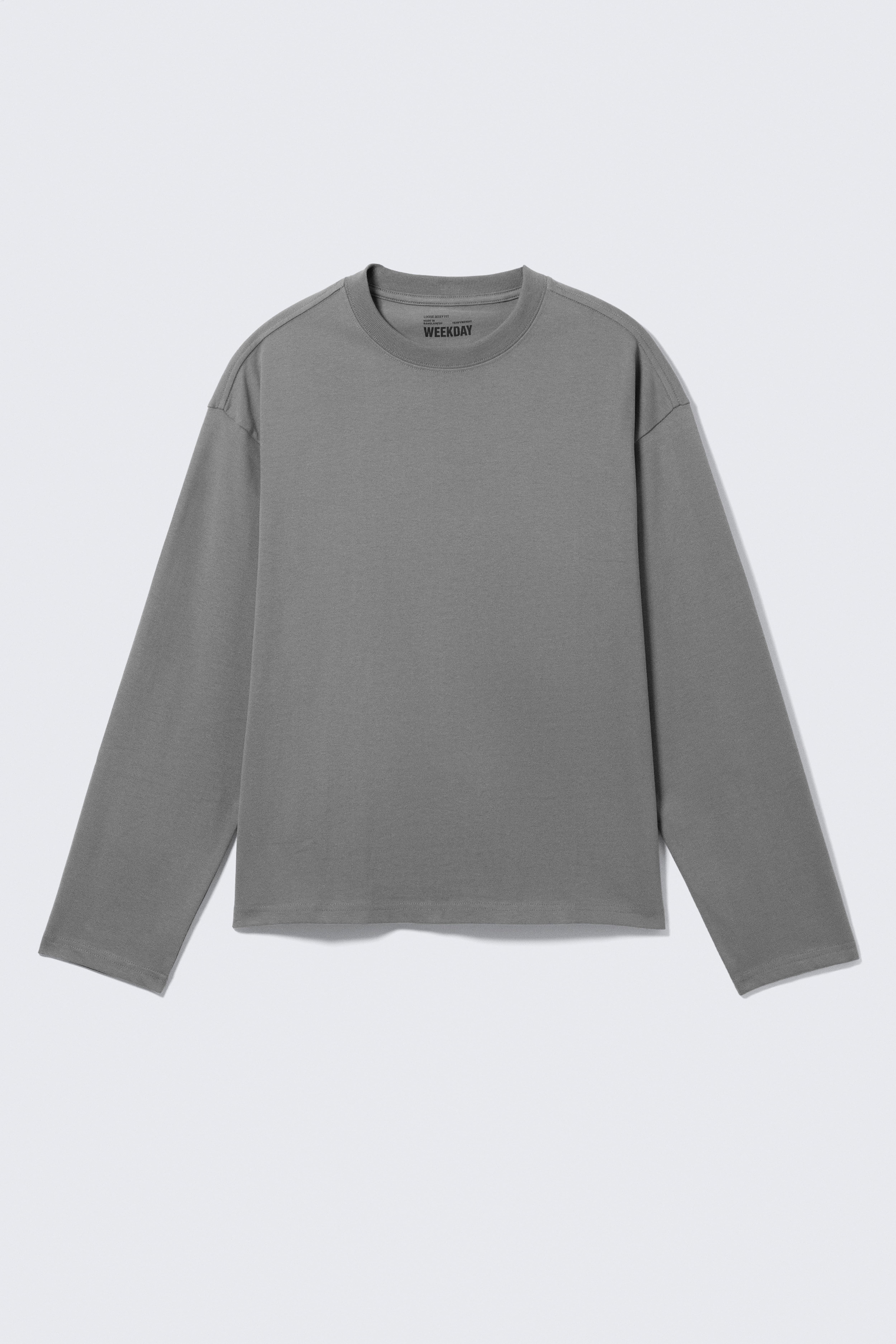Boxy Longsleeve mit lockerer Passform - Staubgrau/Weiß & Navy gestreift/Weiß/Schwarz/Gewaschenes Blau/Dunkelbraun gestreift/Dunkelgrün/Dunkelbraun/Dunkelgrau