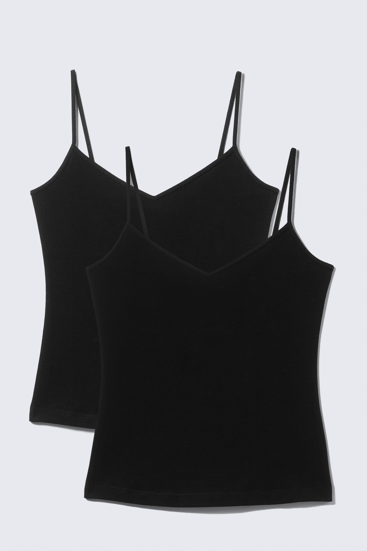2-pack Slim V-neck Cotton Singlet - Black/White