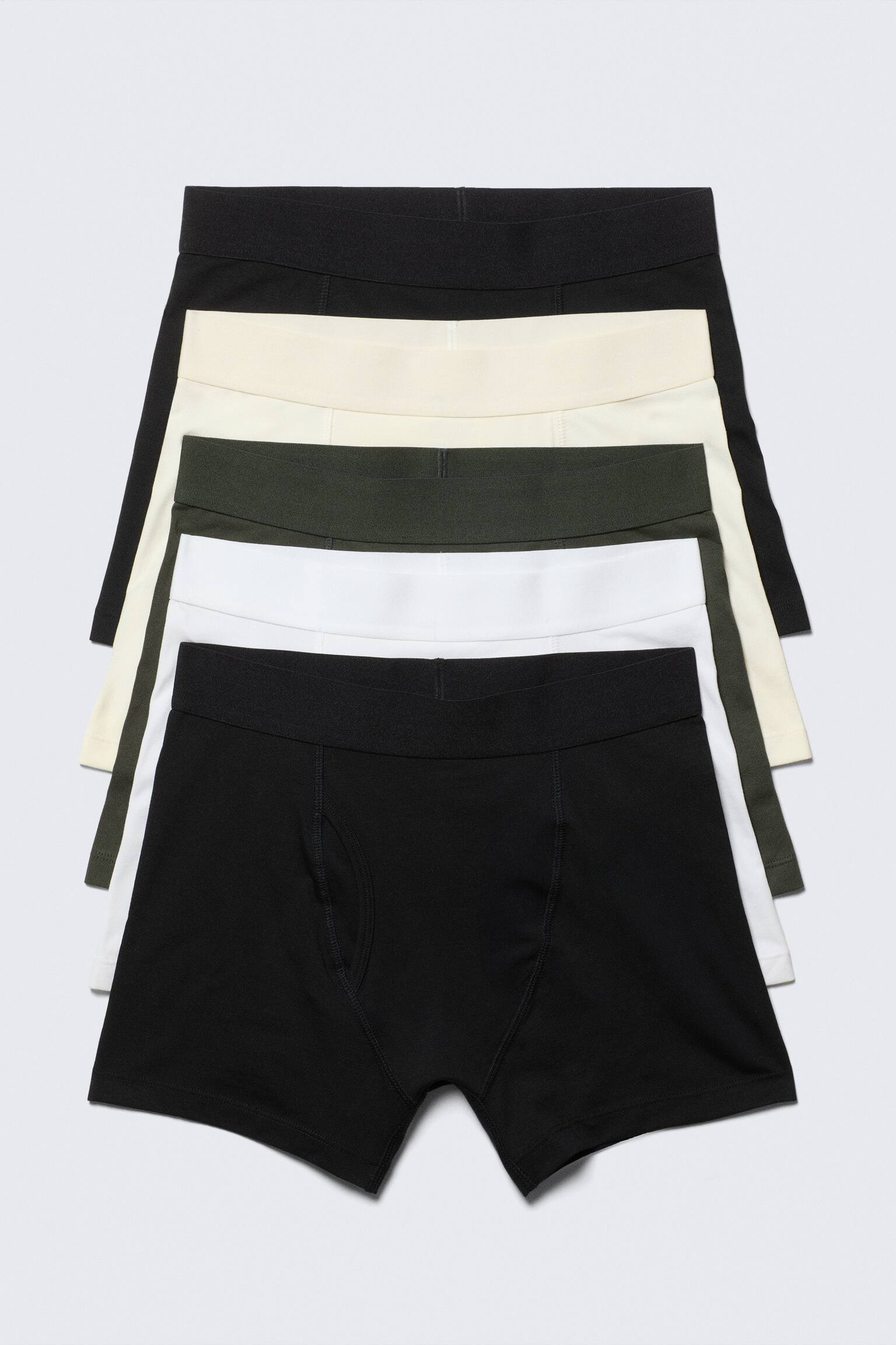 Lot de 5 boxers - Noir/Beige/Vert/Blanc/Noir/Blanc/Marine/Blanc/Noir/Noir/Marron/Vert - 1