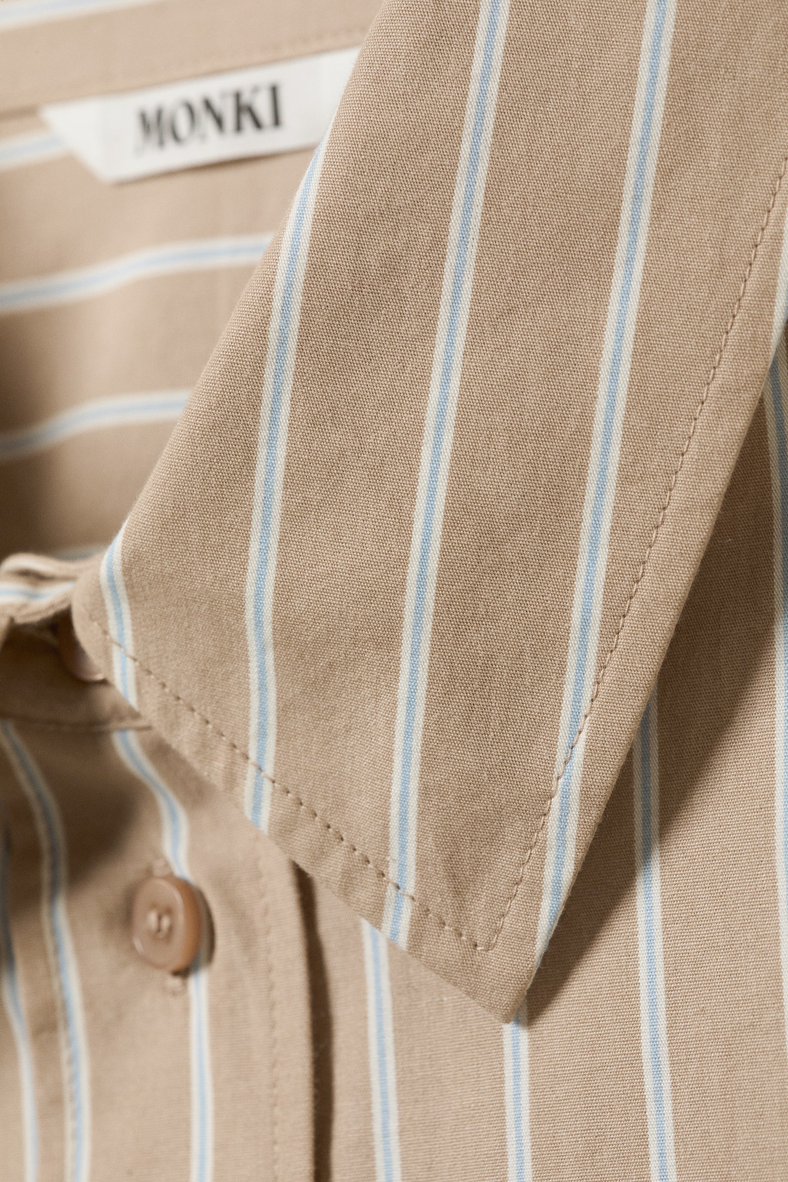 Camicia a maniche lunghe oversize - Beige a righe/Giallo chiaro - A pois - 4