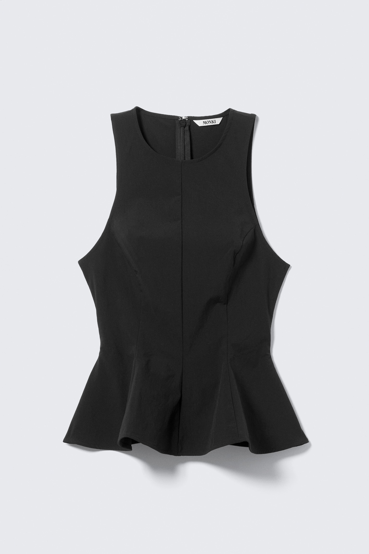Eng anliegendes Peplum-Top aus Nylon - Schwarz/Beige - 2