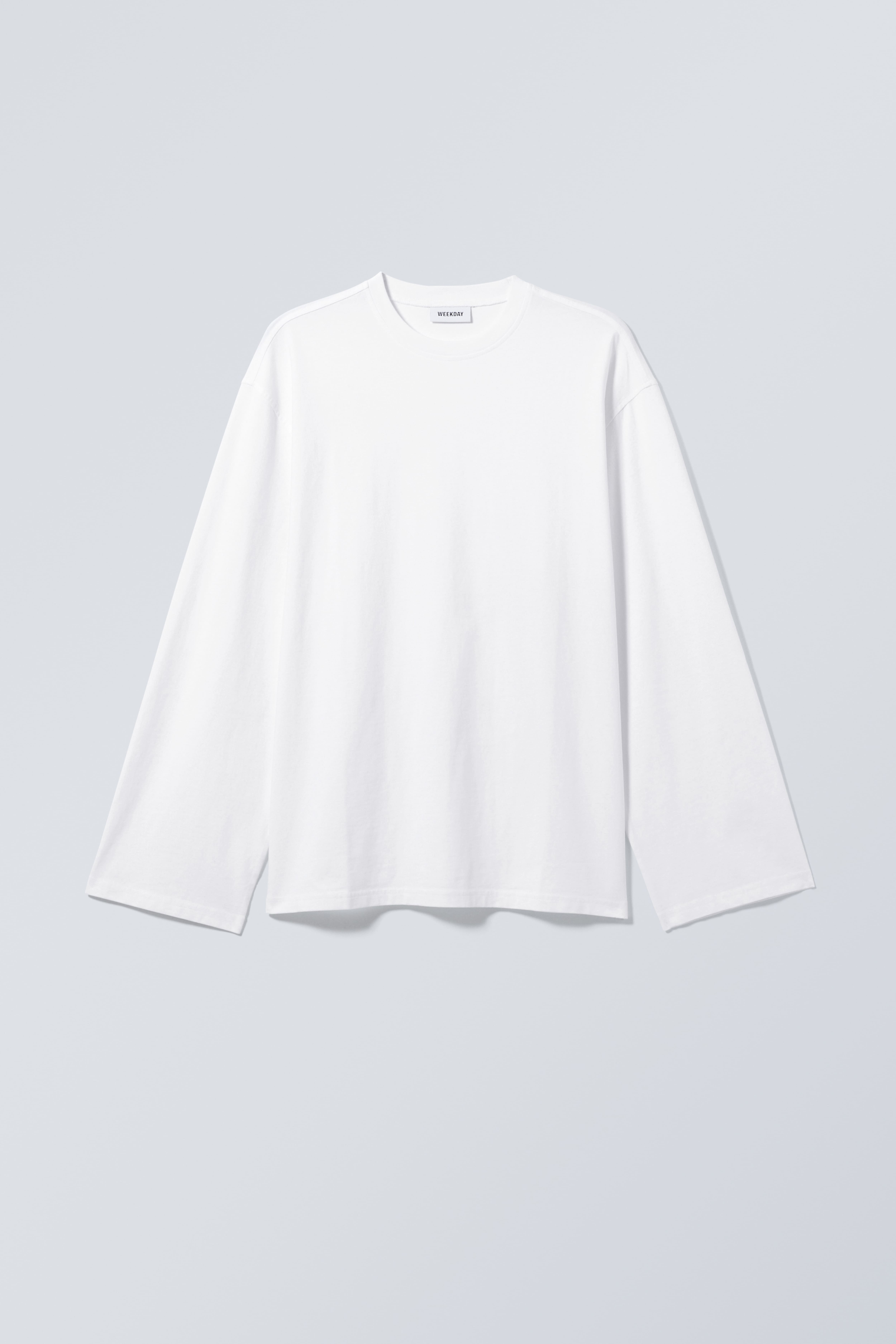 Oversized T-shirt met lange mouwen - Wit/Zwart/Donkerbeige met wassing