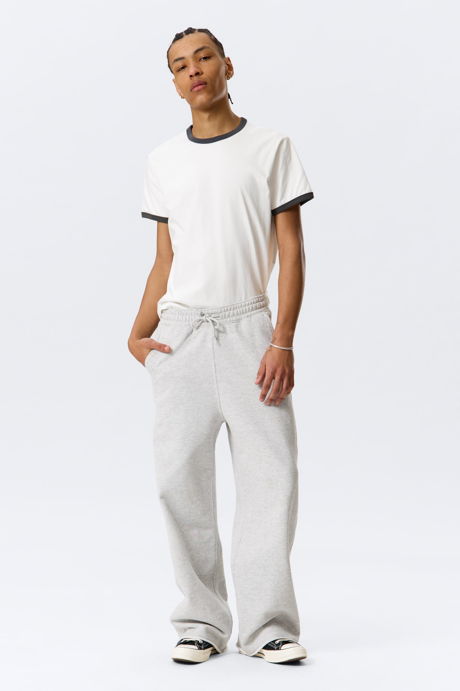 Weite Terry-Jogginghose Astro - Helles Staubgrau/Schwarz - 9