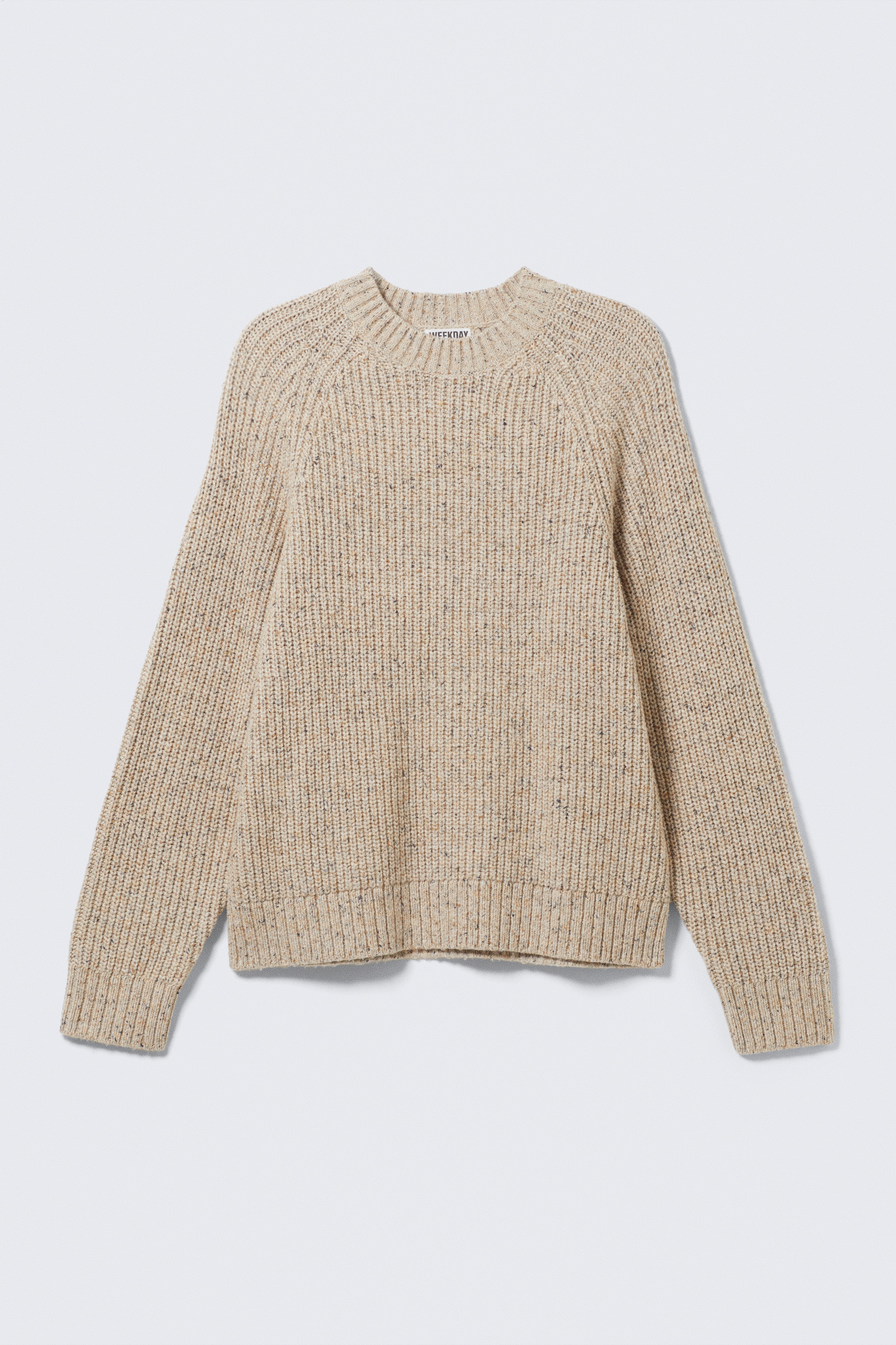 Relaxed Fit Nepped Knit Sweater - Dusty Ecru Melange
