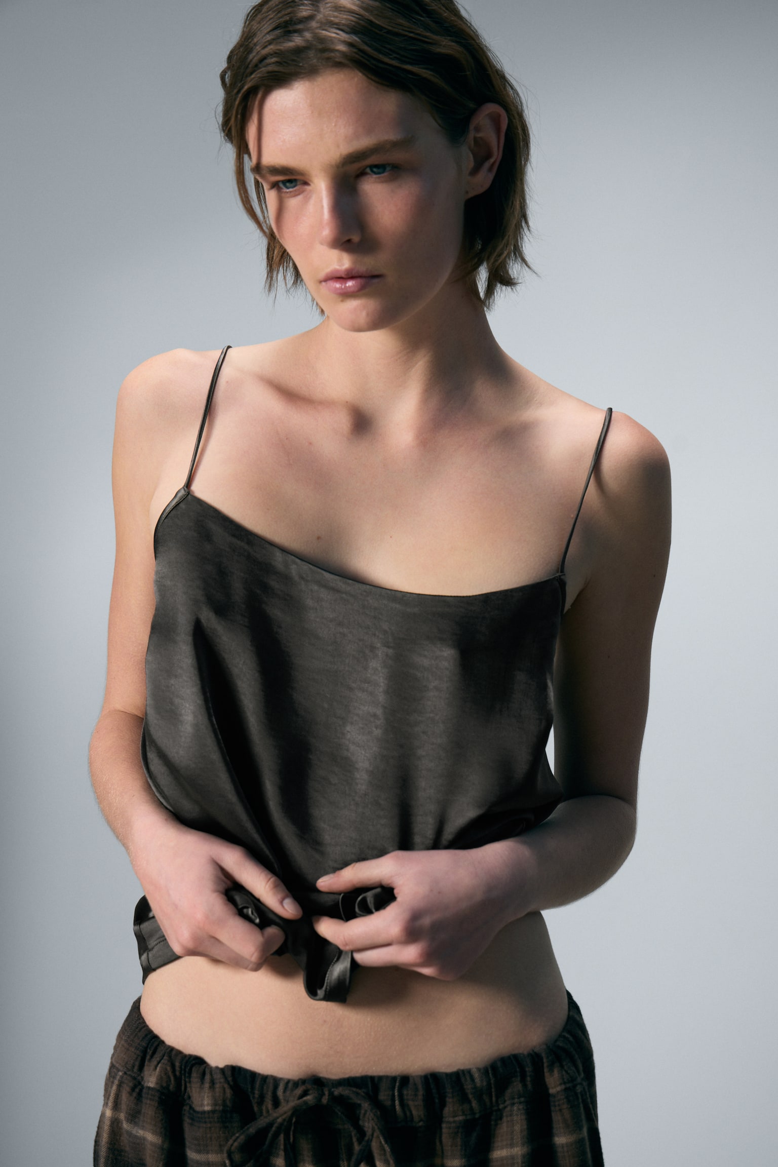 Πυτζάμα από πλυμένο σατέν - Πλυμένο Σκούρο Γκρι - 4