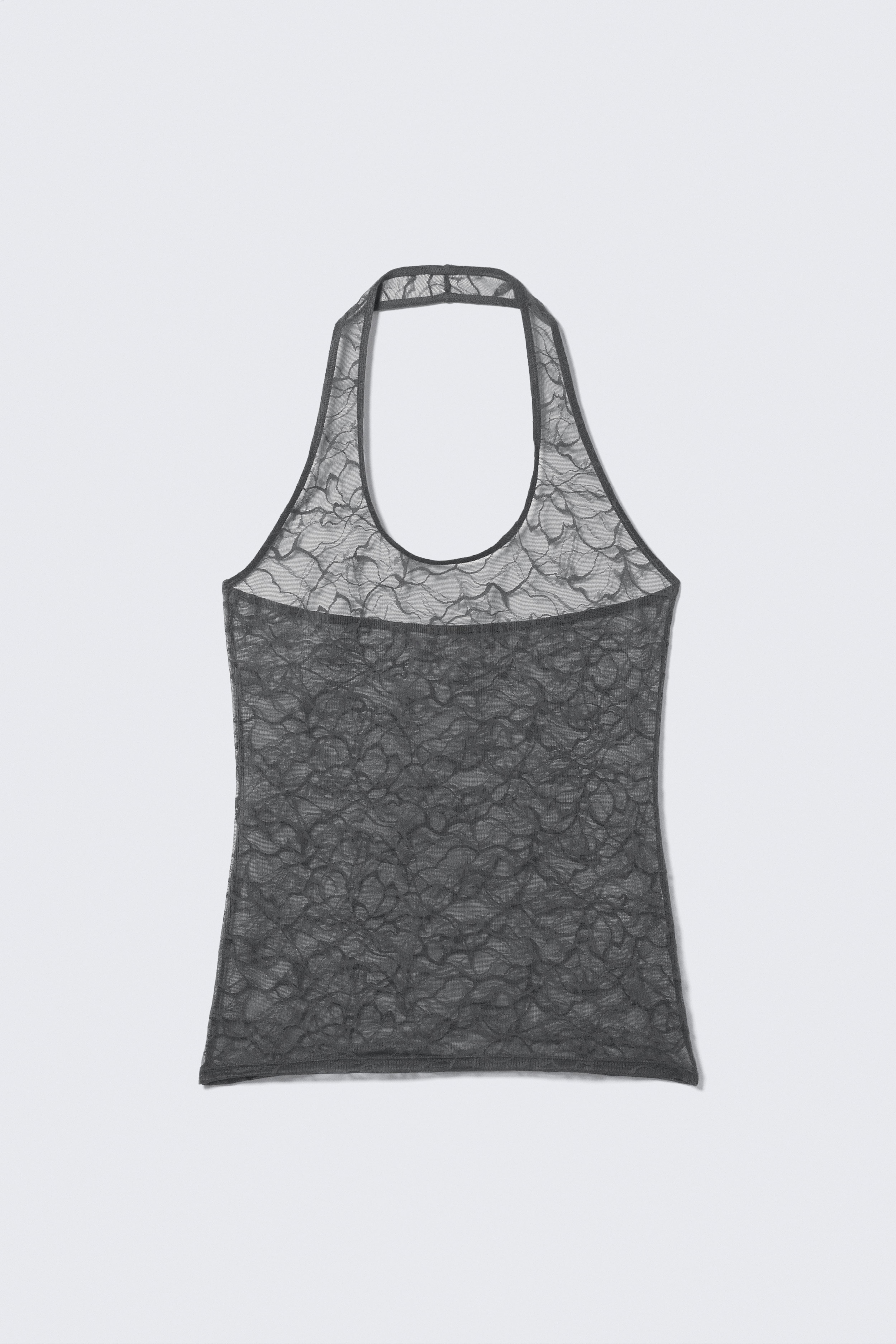 Koronkowy top z mocowaniem na karku - Ciemnoszary/Beżowy