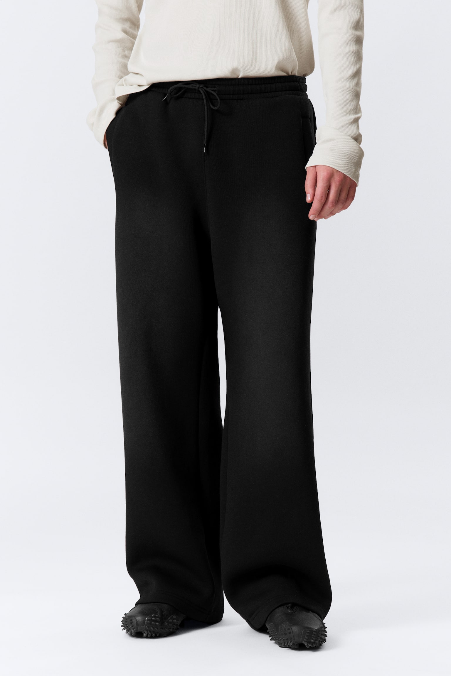 Forvaskede sweatpants i scubastof - Sort/Forvasket mørkebrun - 4