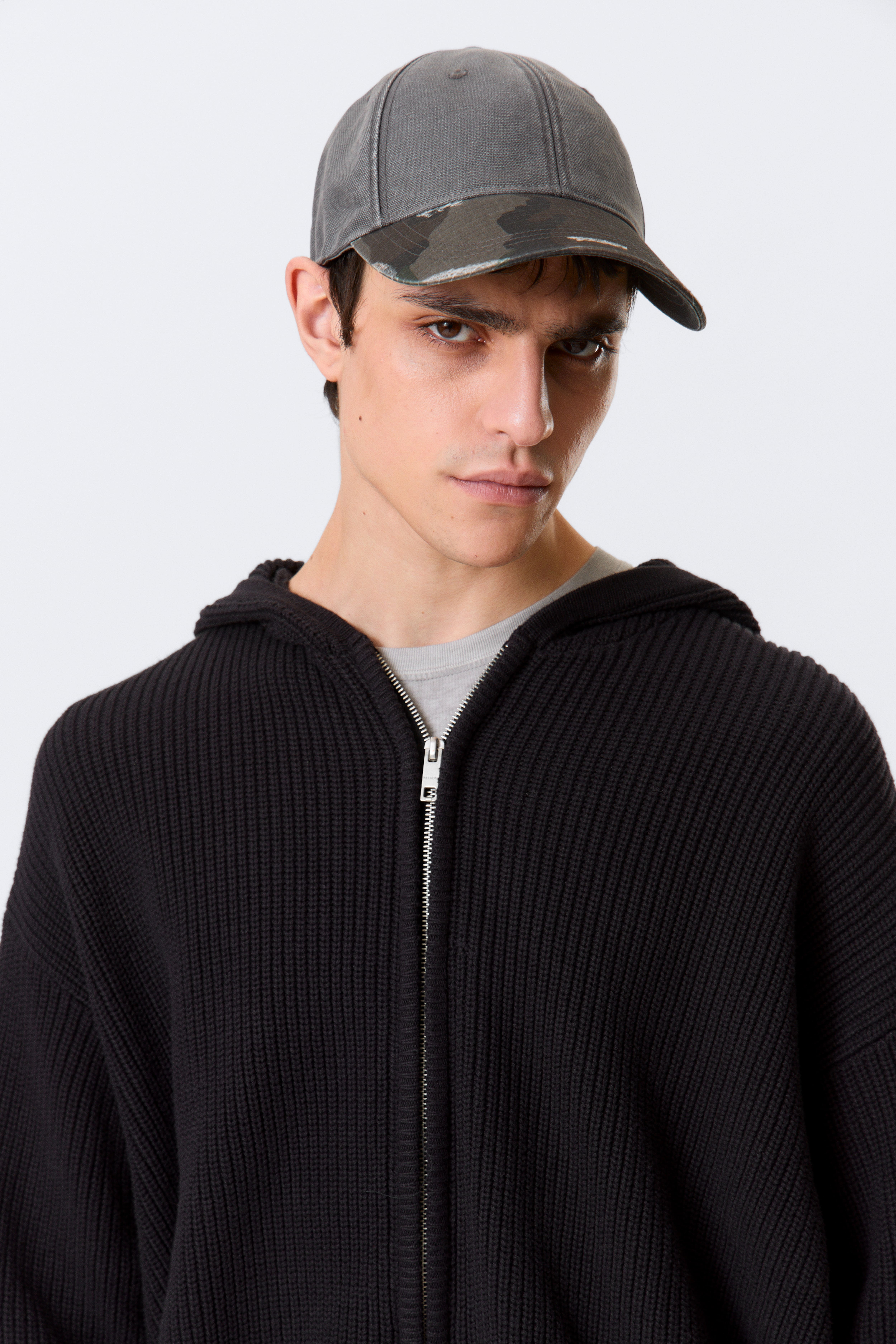 Marmoreret baseballcap i bomuldslærred - Grå - Slidt kamouflage