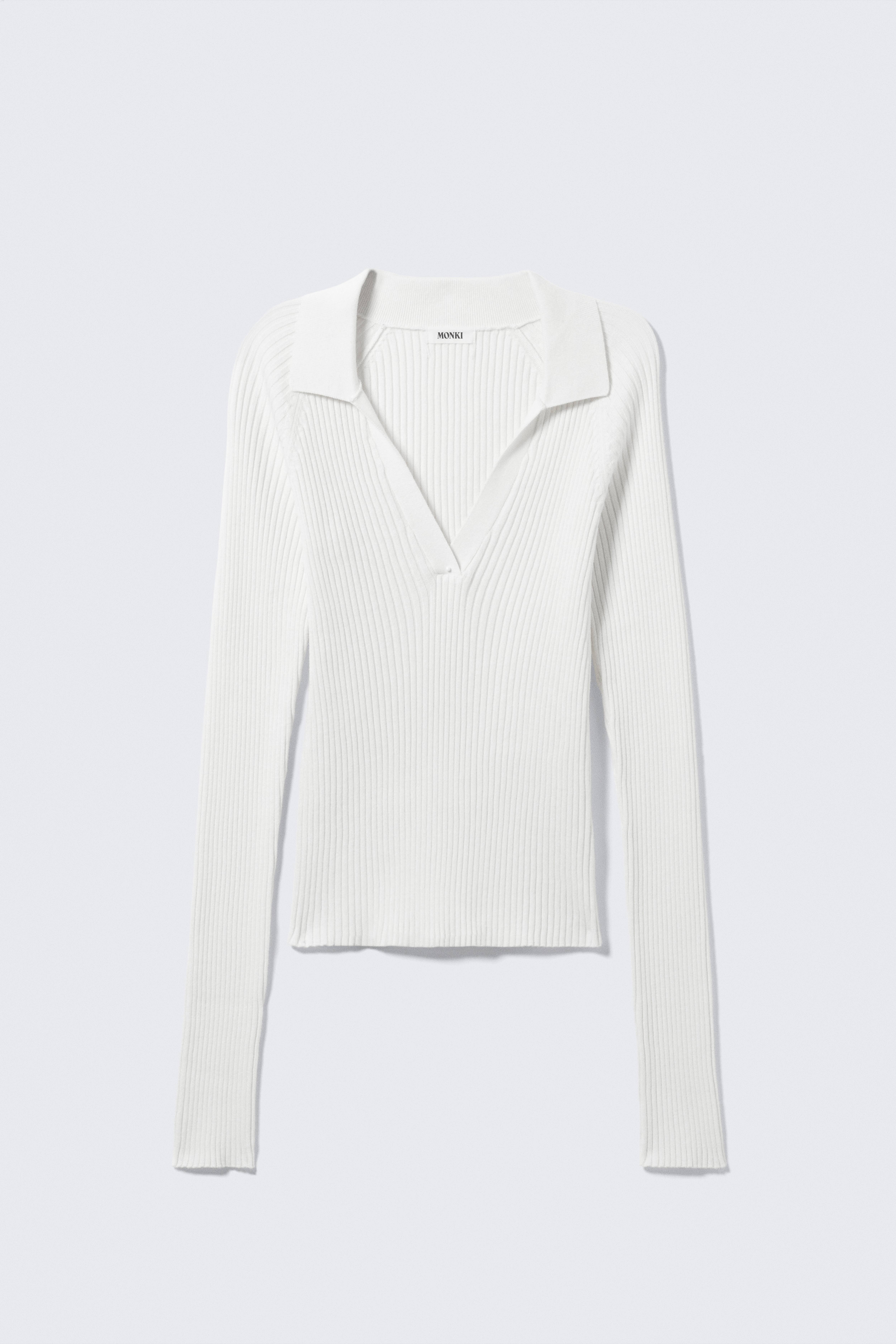 Essentials Damen Rippstrick-Top Mit V-Ausschnitt & Schnürung – Slim Fit, Aus Baumwolle-Modal, Langärmlig