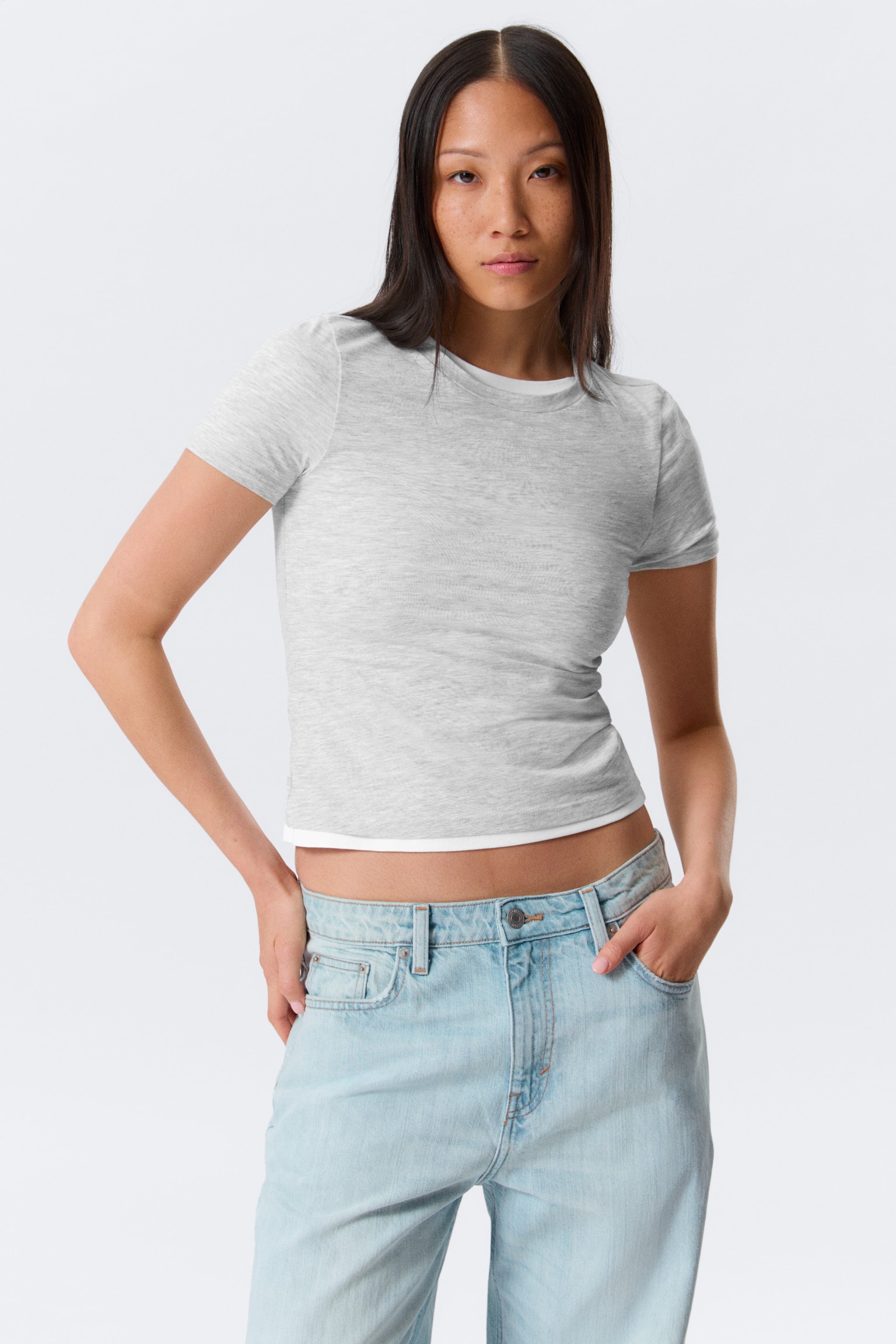 Mini T-shirt ajusté - Gris chiné/Rayures bleu marine/vert/Blanc/Noir - 5